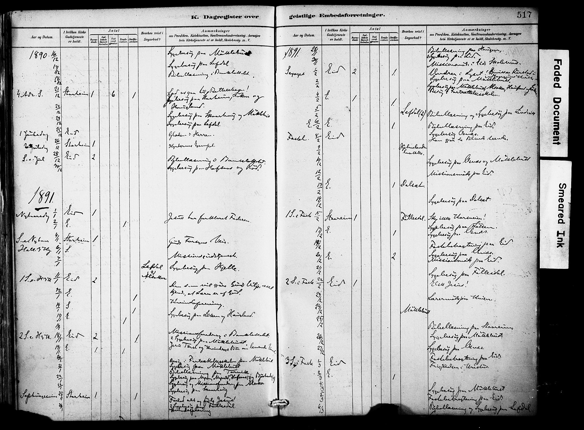 Eid sokneprestembete, AV/SAB-A-82301/H/Haa/Haab/L0001: Parish register (official) no. B 1, 1879-1906, p. 517