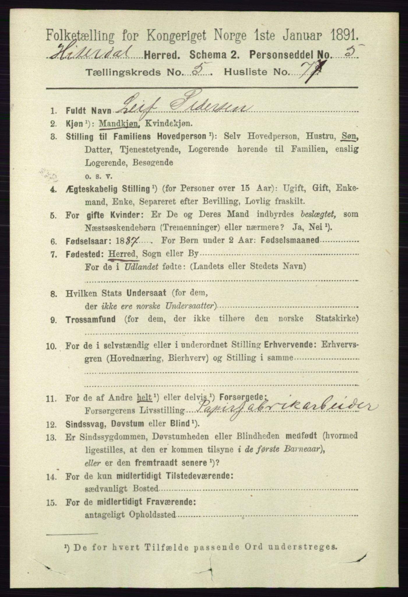 RA, 1891 census for 0823 Heddal, 1891, p. 2513