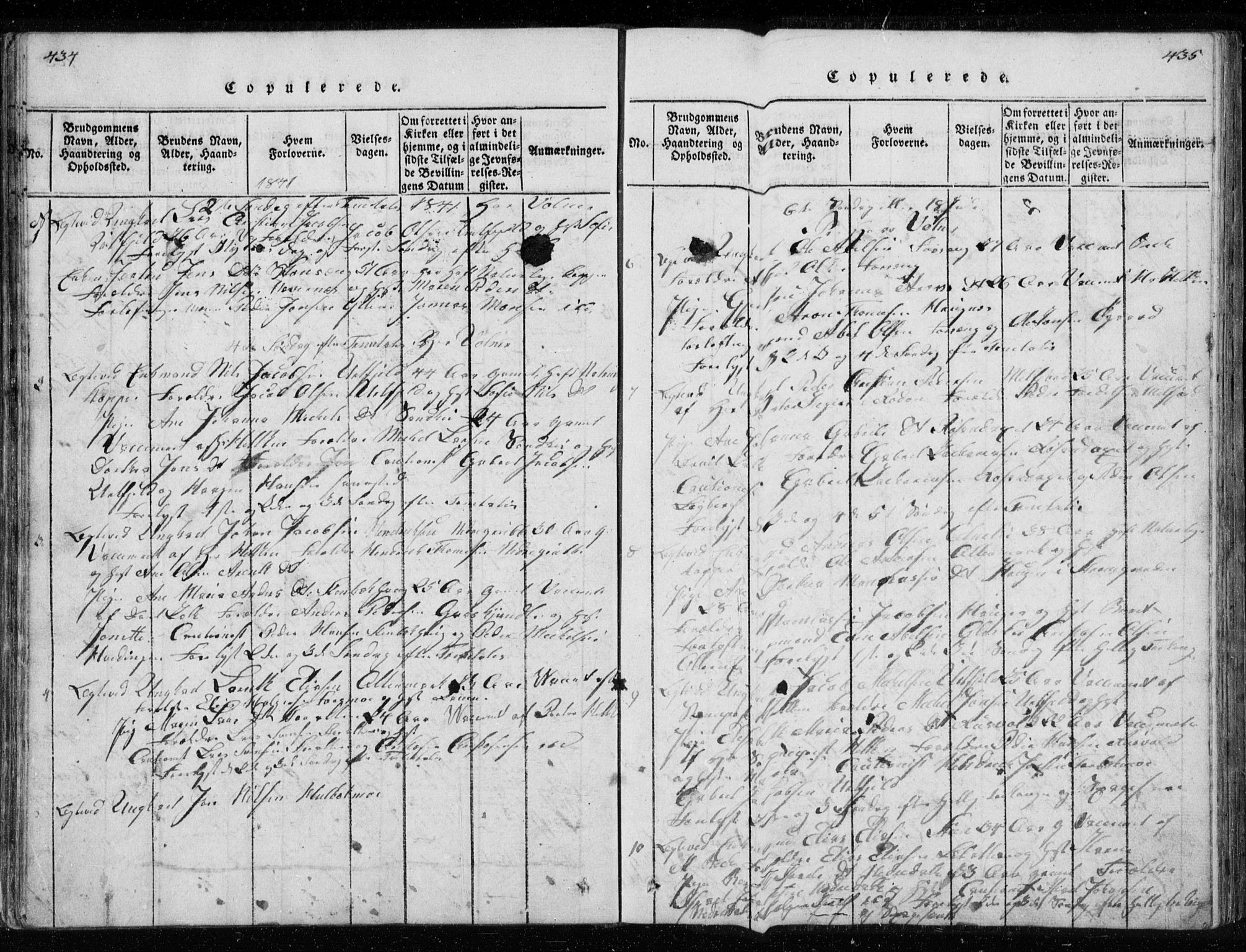 Ministerialprotokoller, klokkerbøker og fødselsregistre - Nordland, AV/SAT-A-1459/827/L0412: Parish register (copy) no. 827C01, 1820-1841, p. 434-435