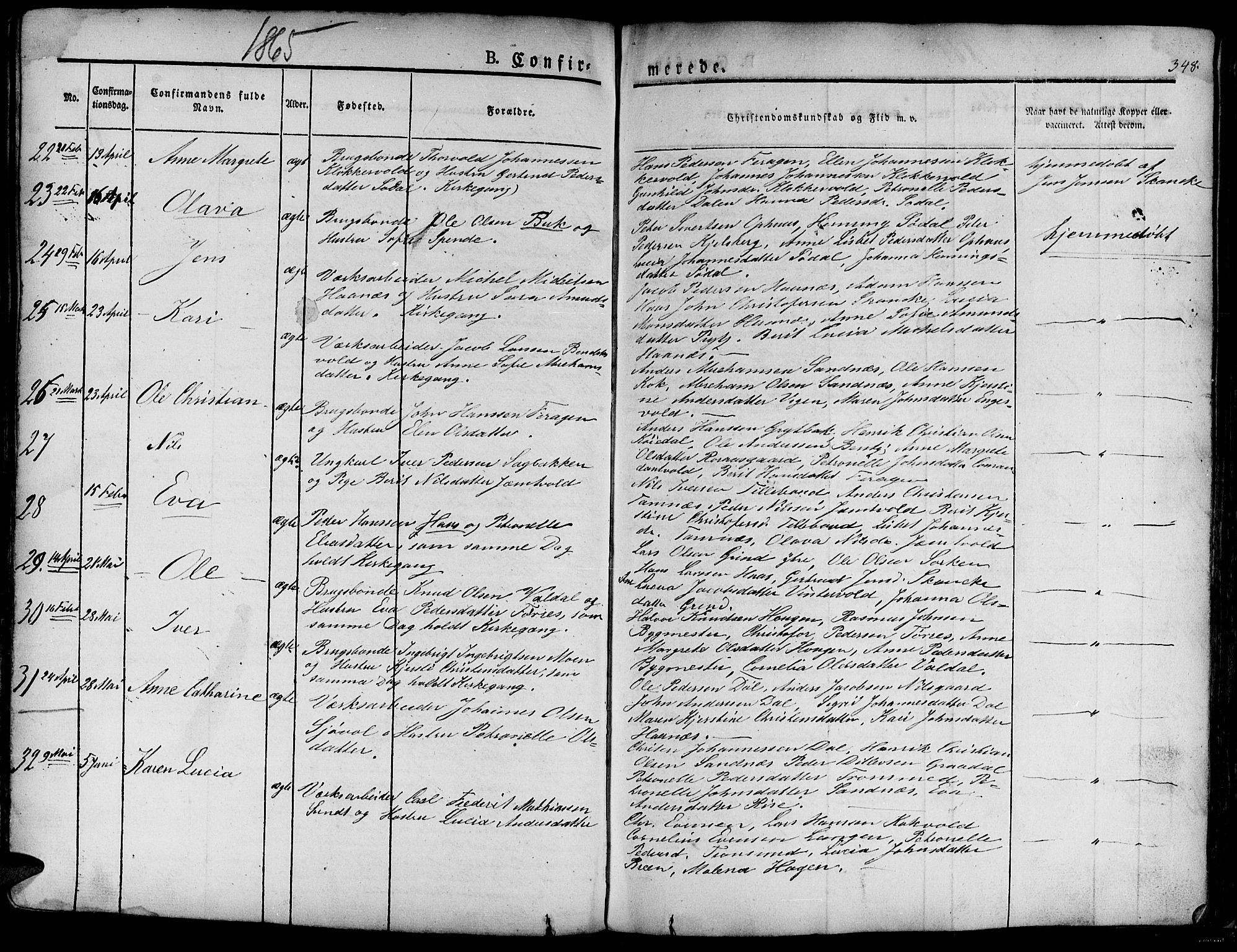 Ministerialprotokoller, klokkerbøker og fødselsregistre - Sør-Trøndelag, SAT/A-1456/681/L0938: Parish register (copy) no. 681C02, 1829-1879, p. 348