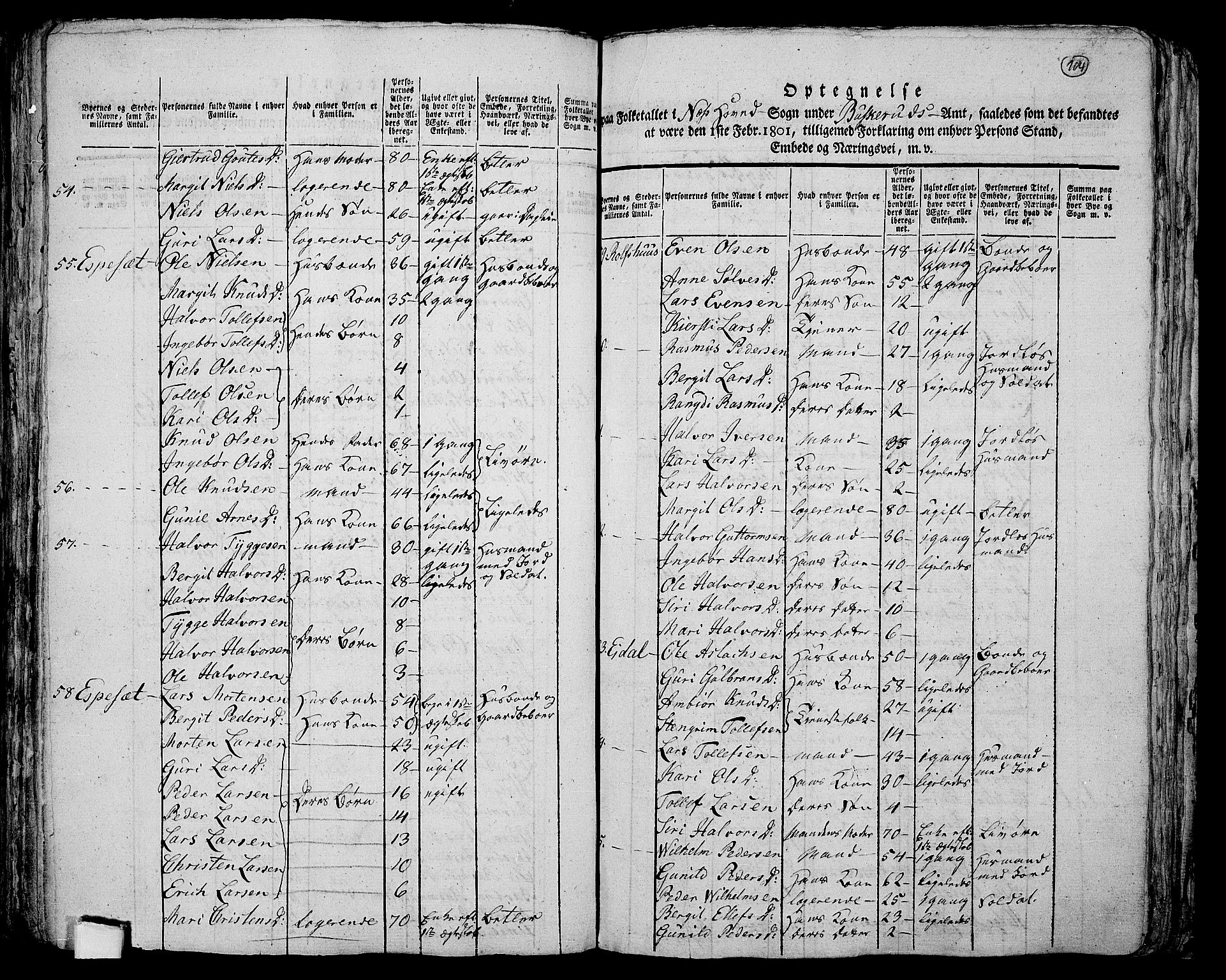 RA, 1801 census for 0616P Nes, 1801, p. 103b-104a