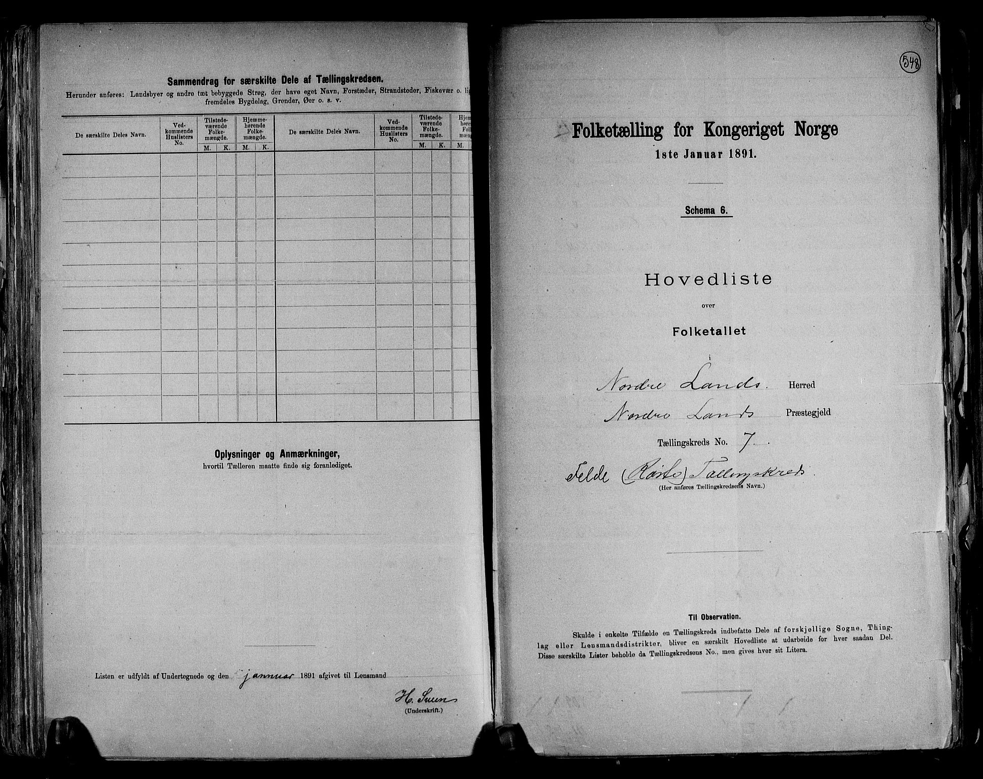 RA, 1891 census for 0538 Nordre Land, 1891, p. 16