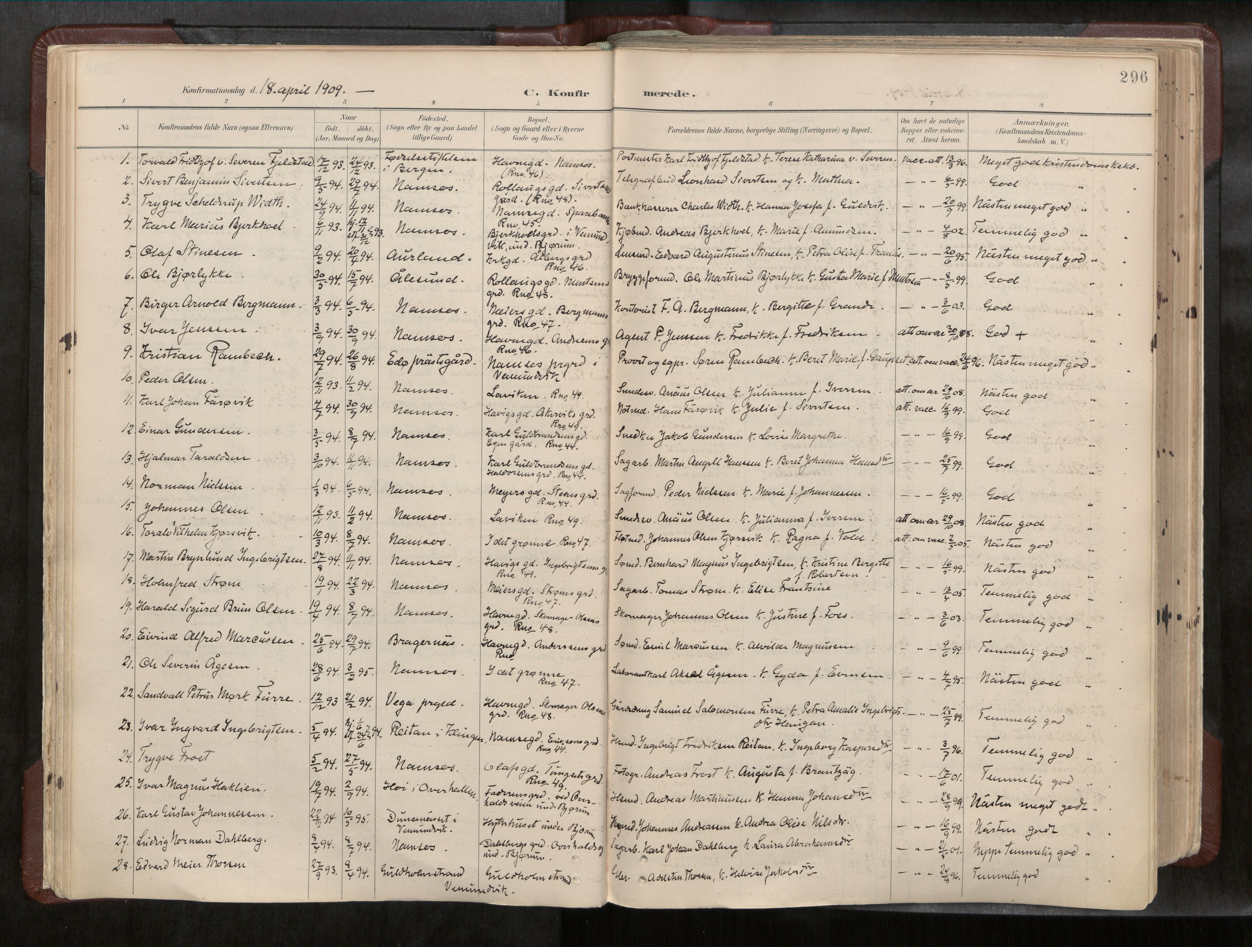 Ministerialprotokoller, klokkerbøker og fødselsregistre - Nord-Trøndelag, SAT/A-1458/768/L0579a: Parish register (official) no. 768A14, 1887-1931, p. 296