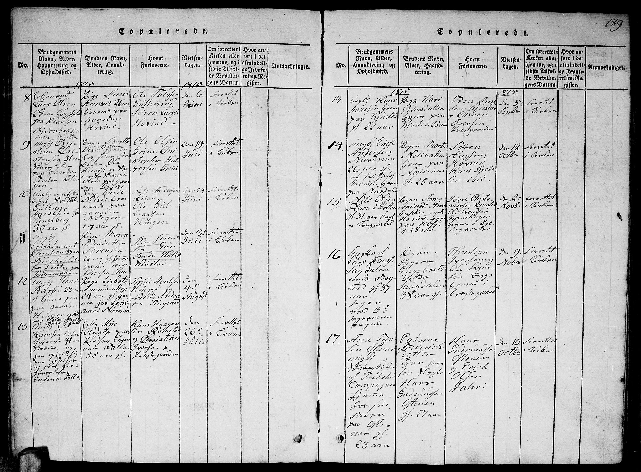 Fet prestekontor Kirkebøker, AV/SAO-A-10370a/G/Ga/L0001: Parish register (copy) no. I 1, 1815-1842, p. 189