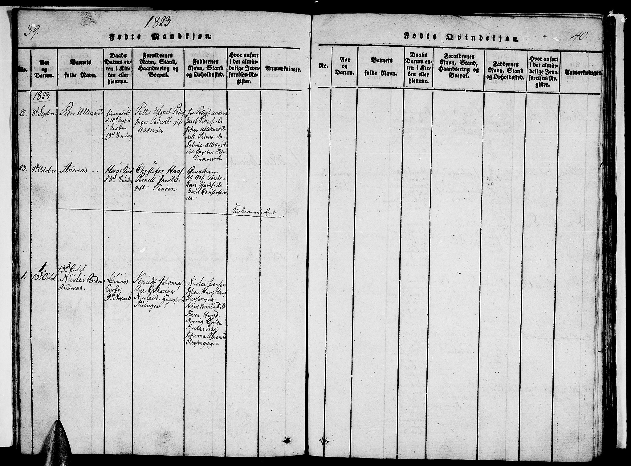 Ministerialprotokoller, klokkerbøker og fødselsregistre - Nordland, AV/SAT-A-1459/834/L0510: Parish register (copy) no. 834C01, 1820-1847, p. 39-40