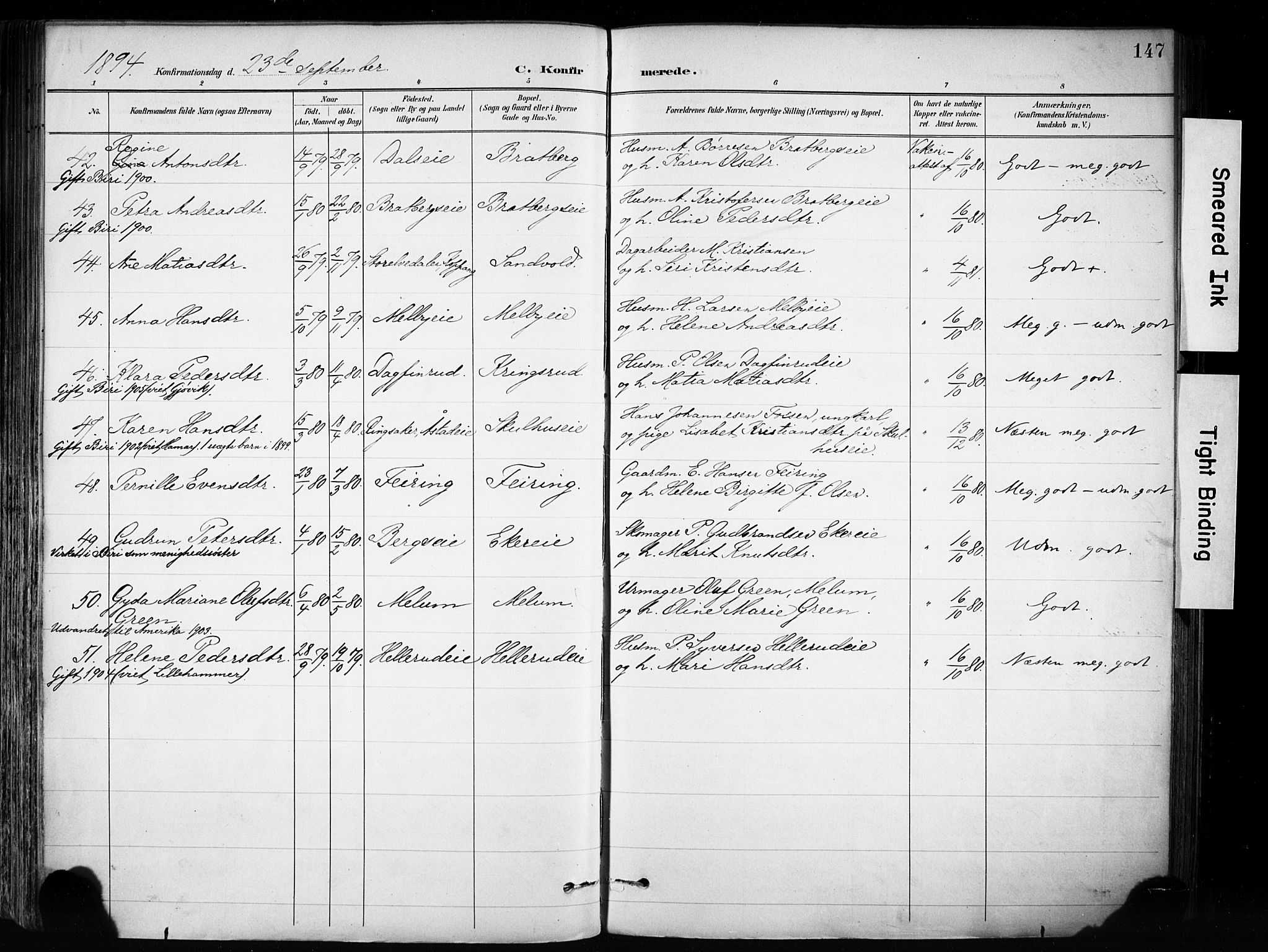 Biri prestekontor, AV/SAH-PREST-096/H/Ha/Haa/L0009: Parish register (official) no. 9, 1887-1900, p. 147