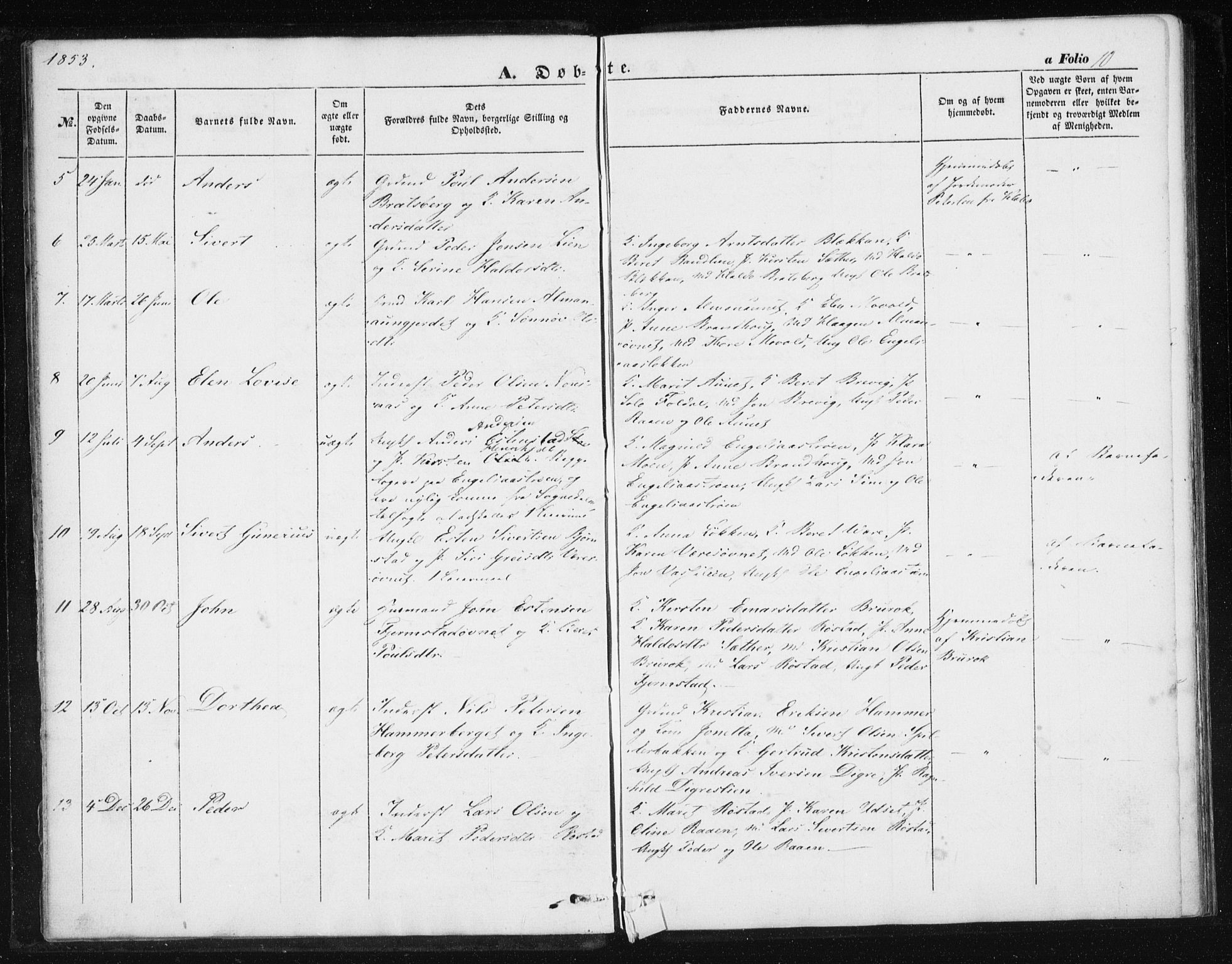 Ministerialprotokoller, klokkerbøker og fødselsregistre - Sør-Trøndelag, SAT/A-1456/608/L0332: Parish register (official) no. 608A01, 1848-1861, p. 10
