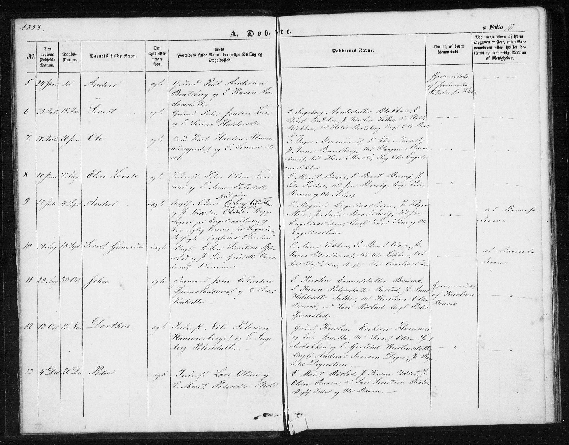 Ministerialprotokoller, klokkerbøker og fødselsregistre - Sør-Trøndelag, AV/SAT-A-1456/608/L0332: Parish register (official) no. 608A01, 1848-1861, p. 10