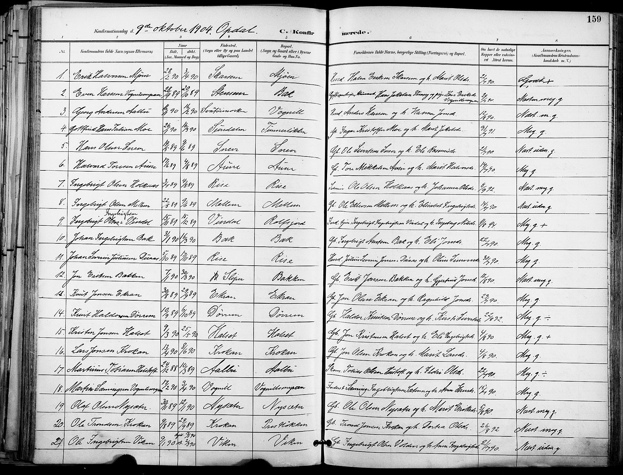 Ministerialprotokoller, klokkerbøker og fødselsregistre - Sør-Trøndelag, AV/SAT-A-1456/678/L0902: Parish register (official) no. 678A11, 1895-1911, p. 159