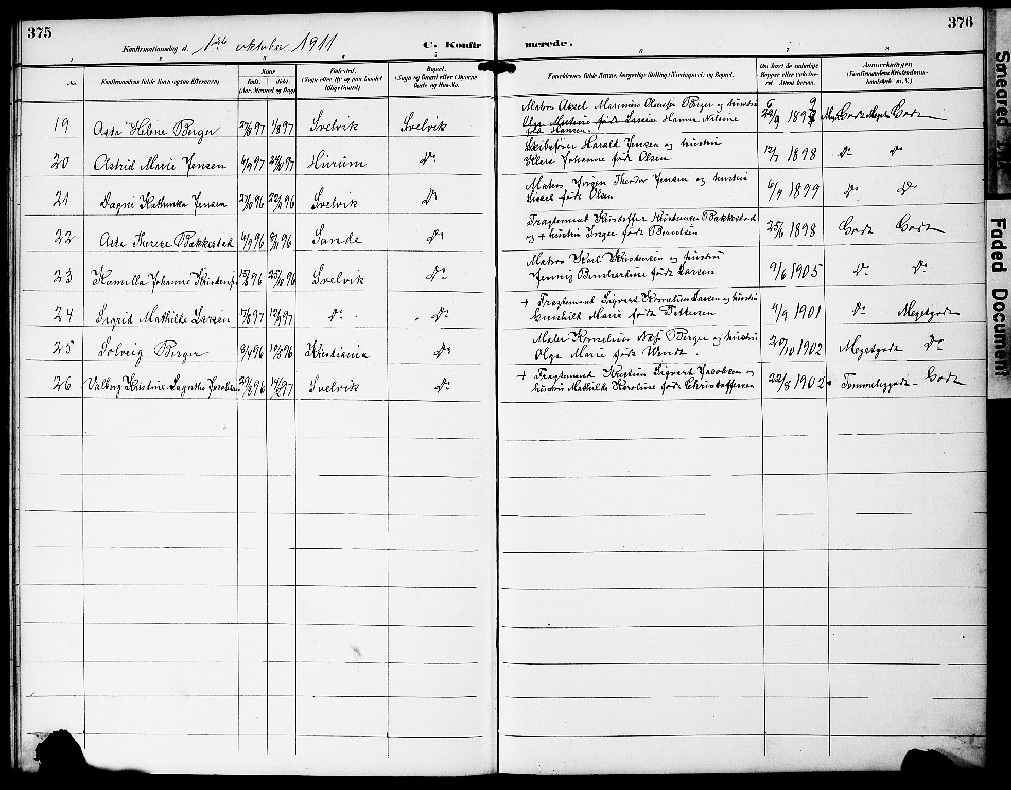 Strømm kirkebøker, AV/SAKO-A-322/G/Gb/L0002: Parish register (copy) no. II 2, 1897-1928, p. 375-376