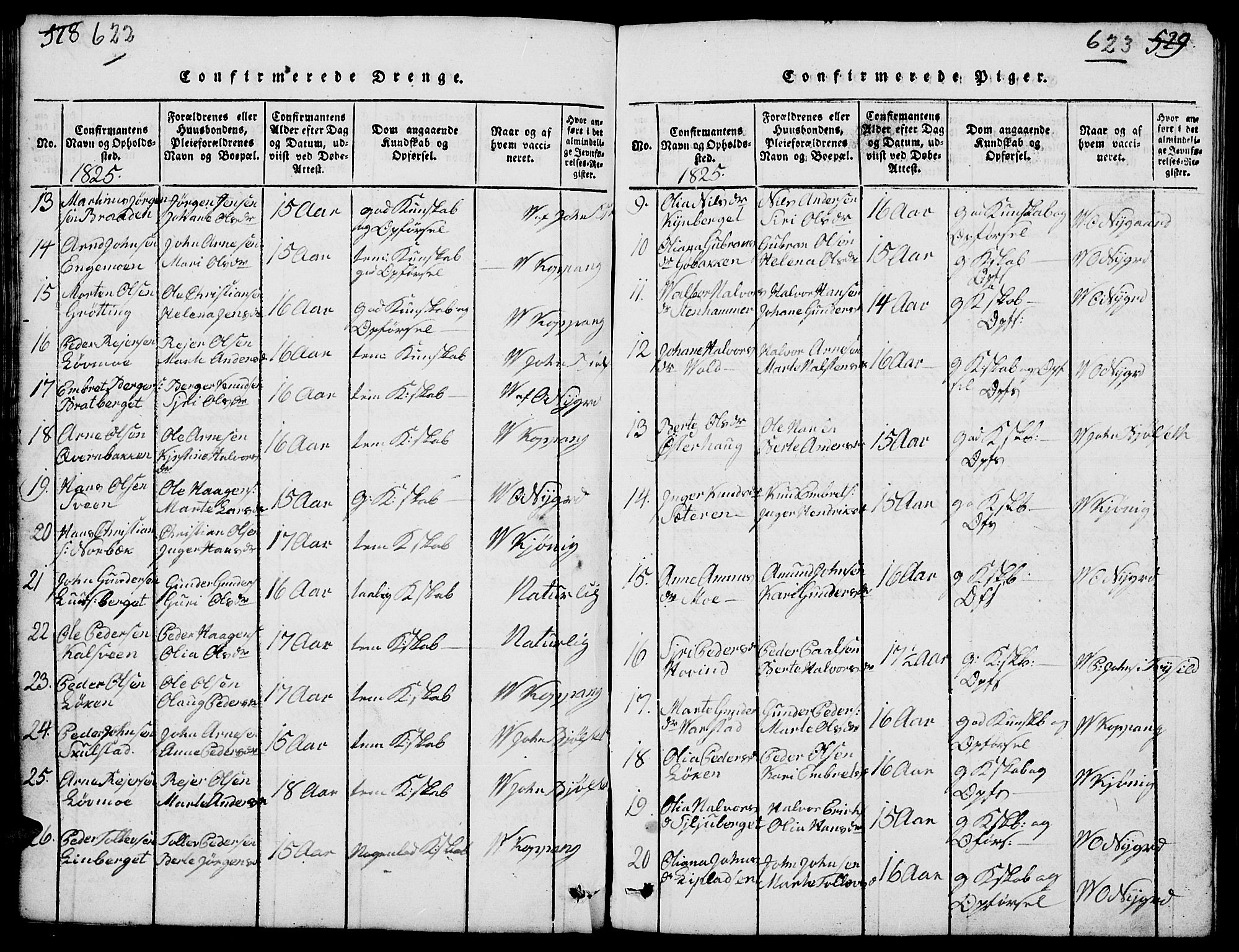 Elverum prestekontor, AV/SAH-PREST-044/H/Ha/Hab/L0001: Parish register (copy) no. 1, 1815-1829, p. 622-623