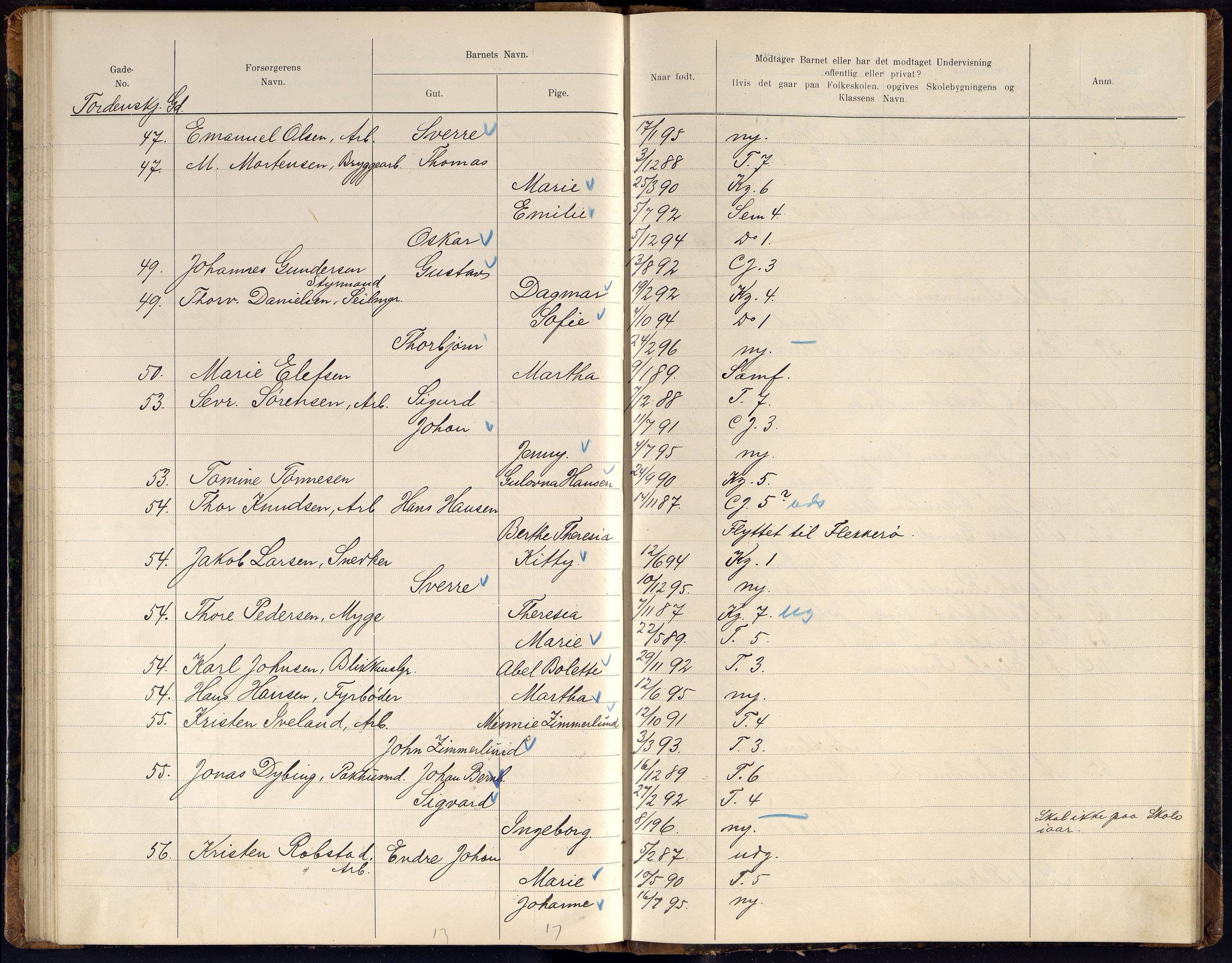 Kristiansand By - Skolekommisjonen/ -Styret, ARKSOR/1001KG510/J/Jb/L0011: Barnetelling, 1902, p. 117-118