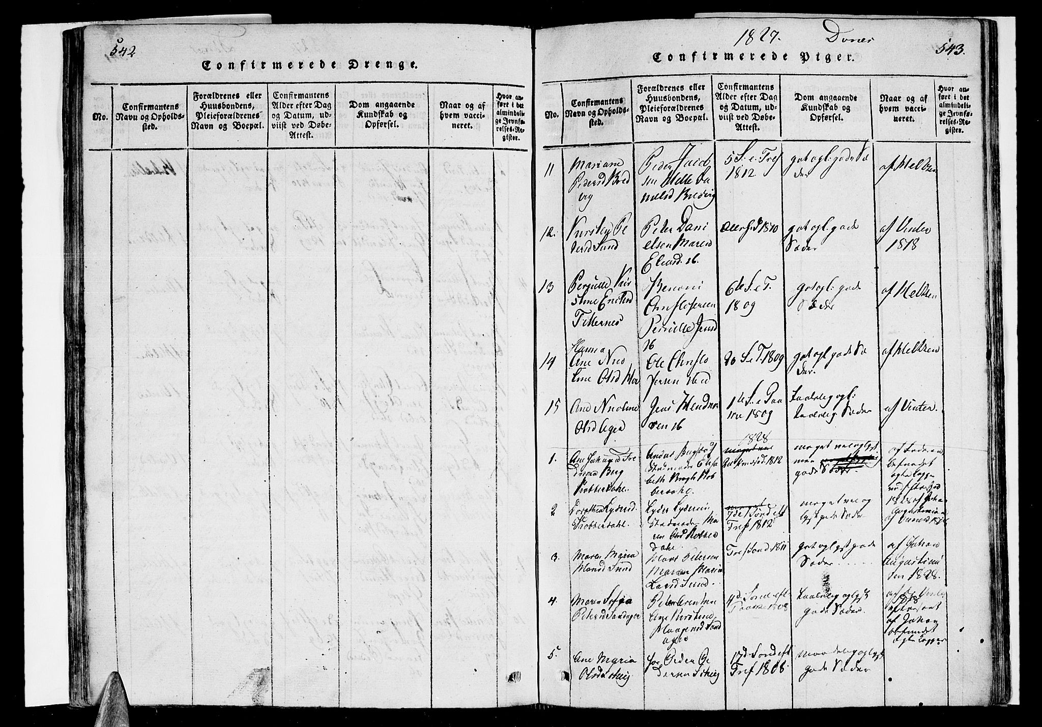 Ministerialprotokoller, klokkerbøker og fødselsregistre - Nordland, AV/SAT-A-1459/838/L0547: Parish register (official) no. 838A05 /2, 1820-1828, p. 542-543