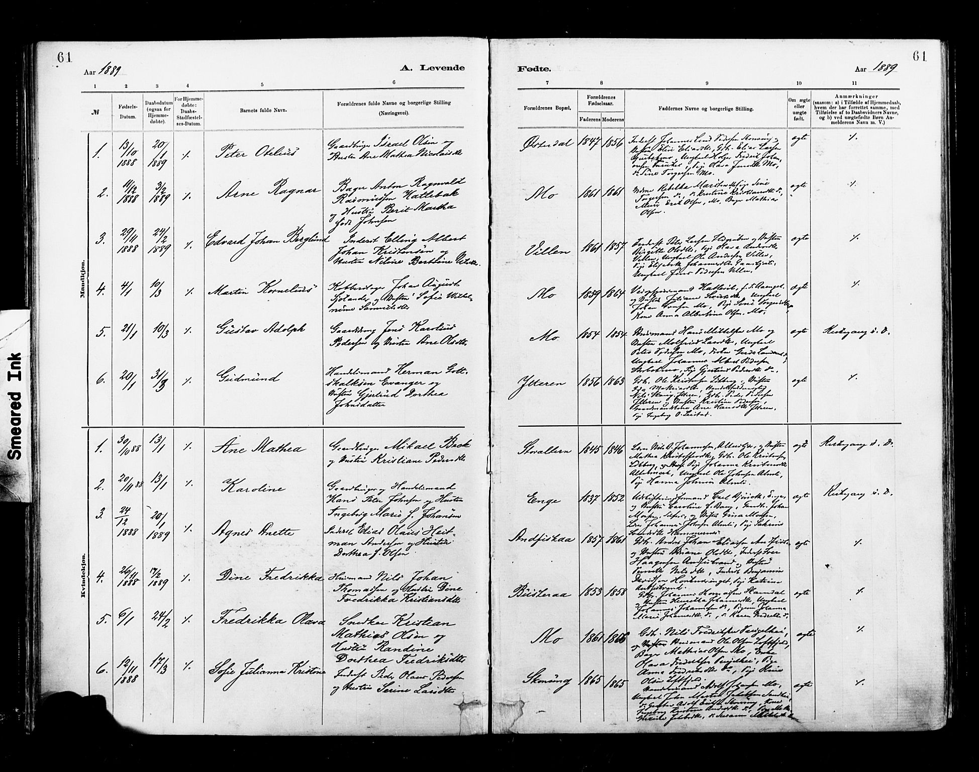 Ministerialprotokoller, klokkerbøker og fødselsregistre - Nordland, SAT/A-1459/827/L0400: Parish register (official) no. 827A12, 1883-1903, p. 61