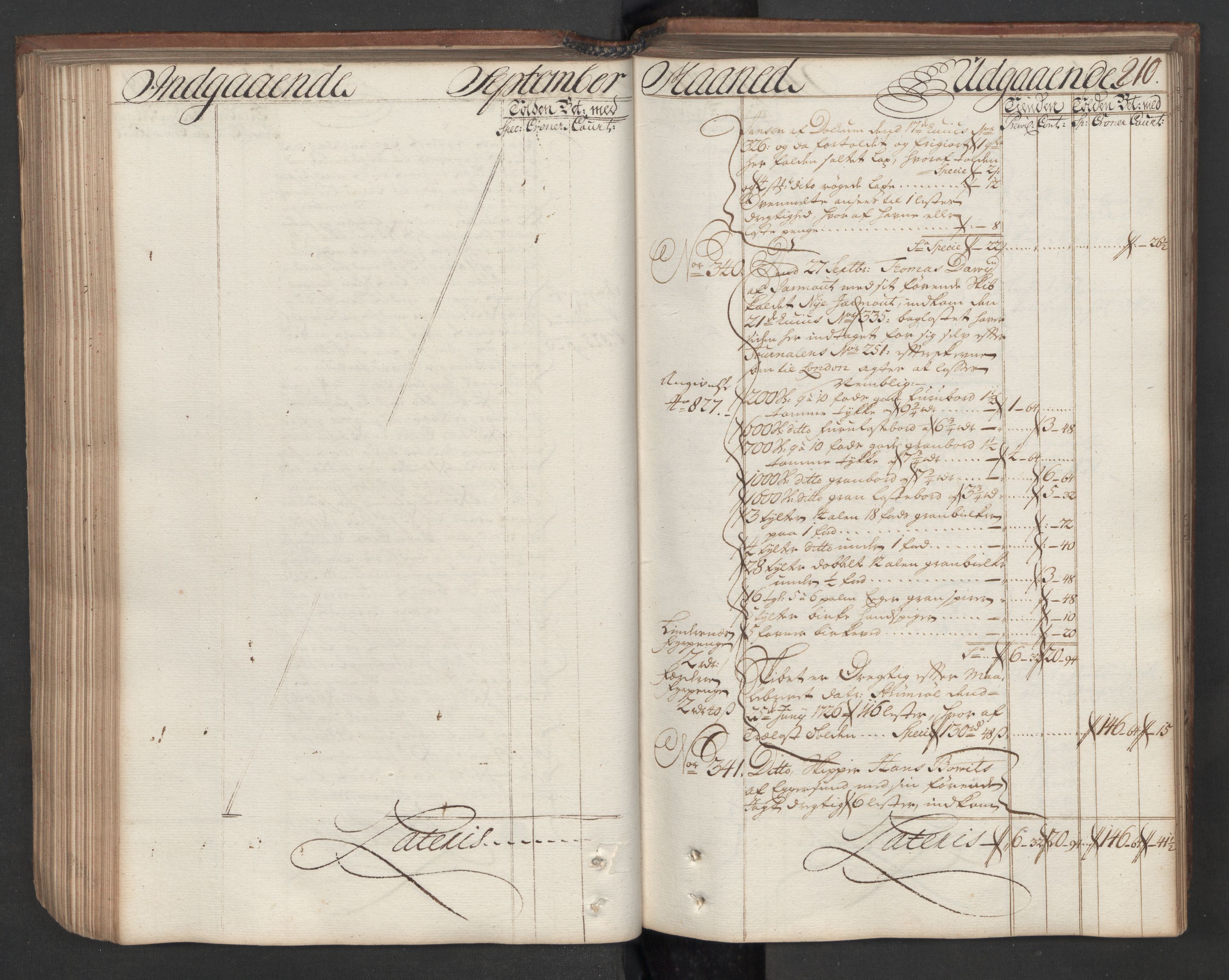 Generaltollkammeret, tollregnskaper, AV/RA-EA-5490/R08/L0009/0001: Tollregnskaper Drammen / Hovedtollbok, 1731, p. 209b-210a