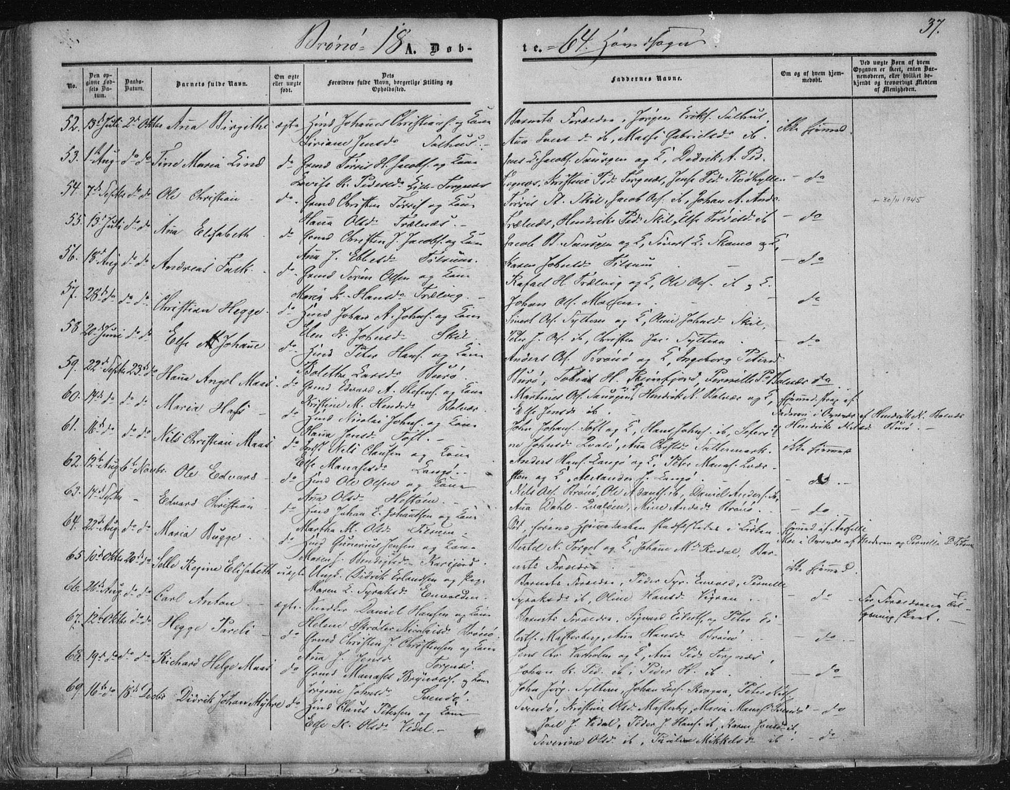 Ministerialprotokoller, klokkerbøker og fødselsregistre - Nordland, AV/SAT-A-1459/813/L0198: Parish register (official) no. 813A08, 1834-1874, p. 37