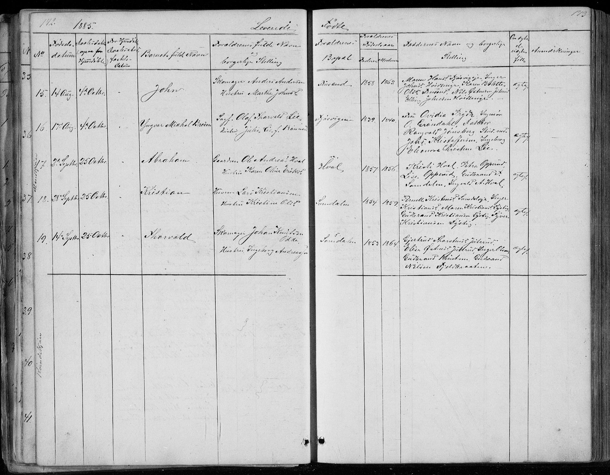 Ådal kirkebøker, AV/SAKO-A-248/G/Gc/L0001: Parish register (copy) no. III 1, 1862-1898, p. 172-173