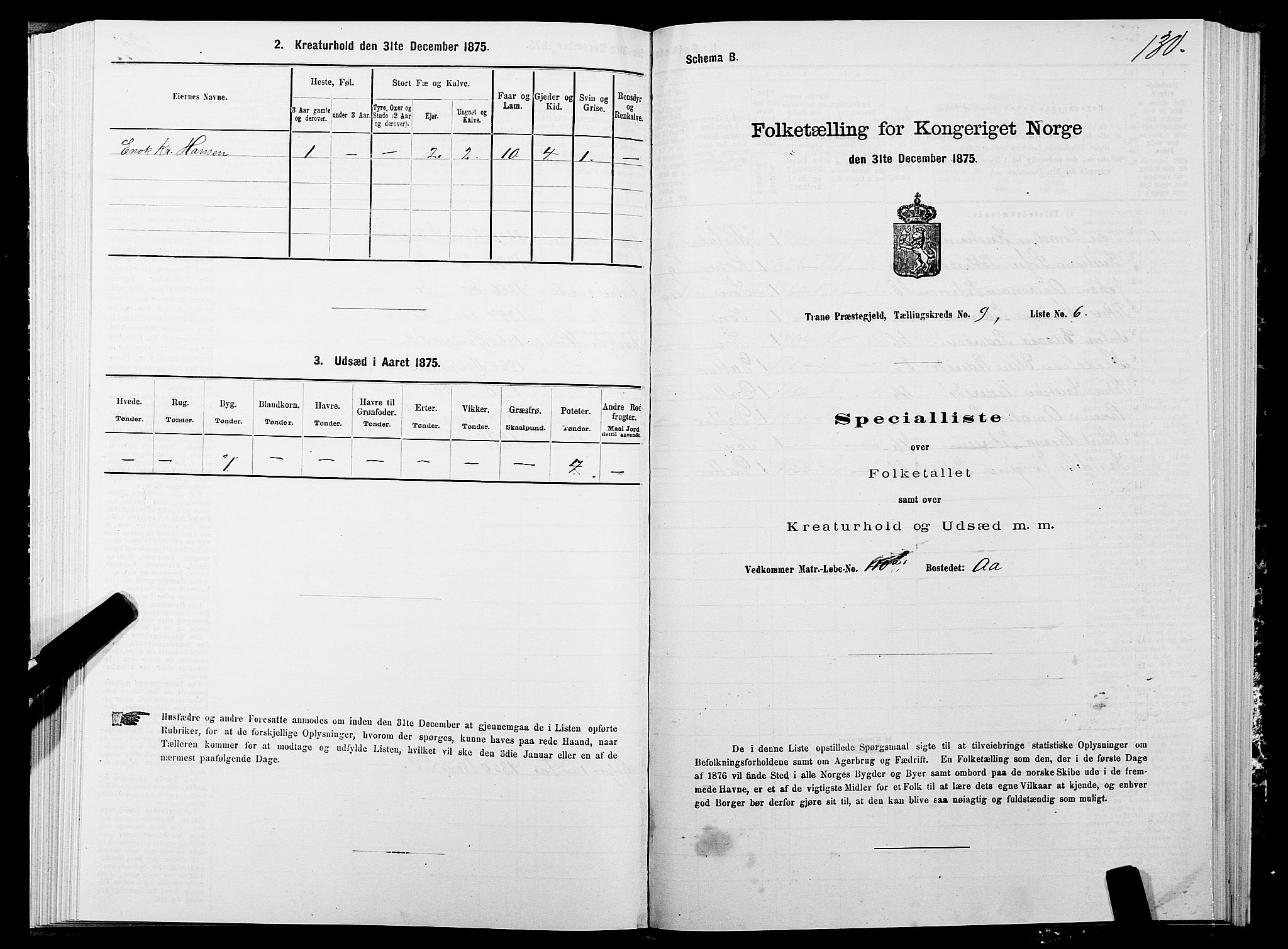 SATØ, 1875 census for 1927P Tranøy, 1875, p. 4130