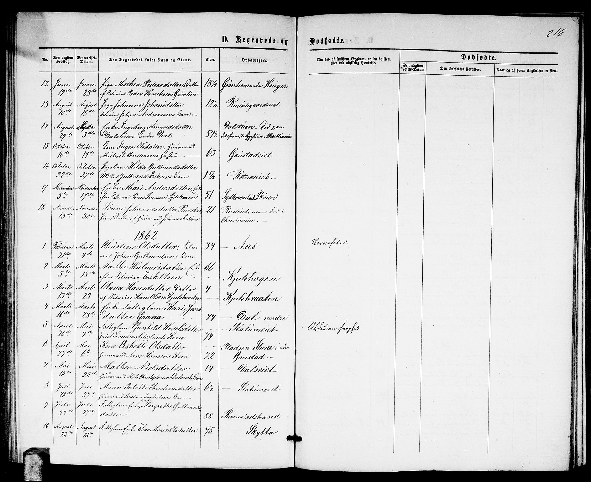 Nittedal prestekontor Kirkebøker, AV/SAO-A-10365a/G/Ga/L0001: Parish register (copy) no. I 1, 1859-1878, p. 216