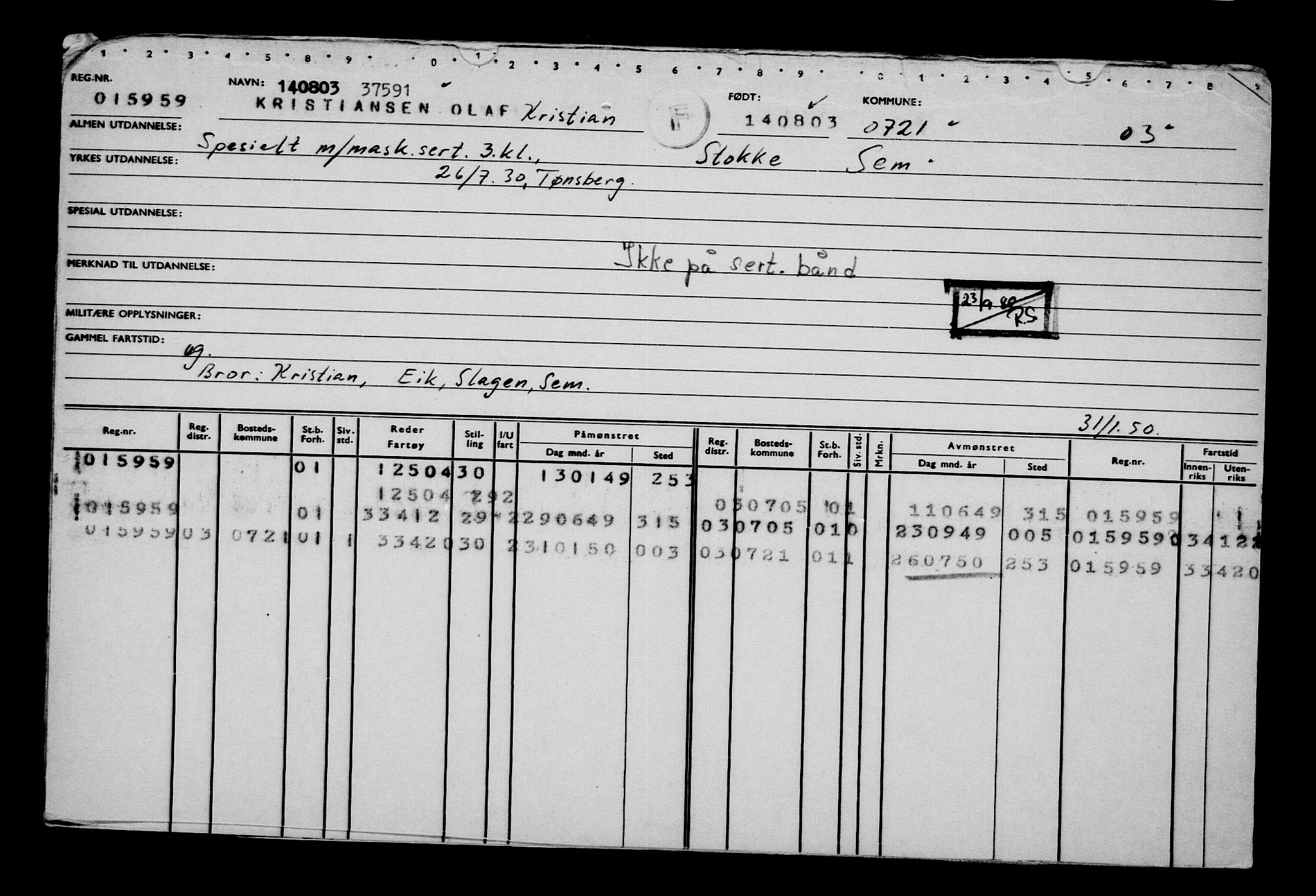 Direktoratet for sjømenn, AV/RA-S-3545/G/Gb/L0050: Hovedkort, 1903, p. 145