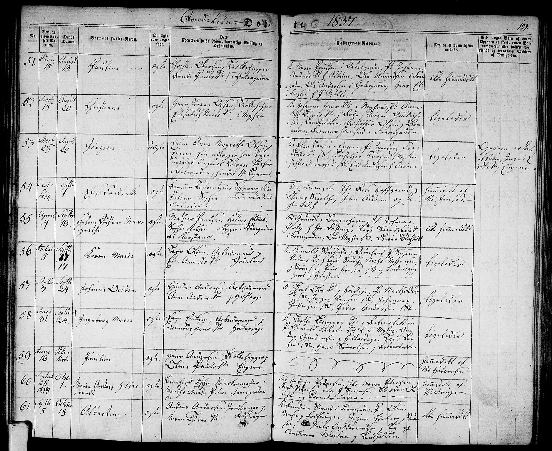 Bragernes kirkebøker, AV/SAKO-A-6/F/Fb/L0001: Parish register (official) no. II 1, 1830-1847, p. 199