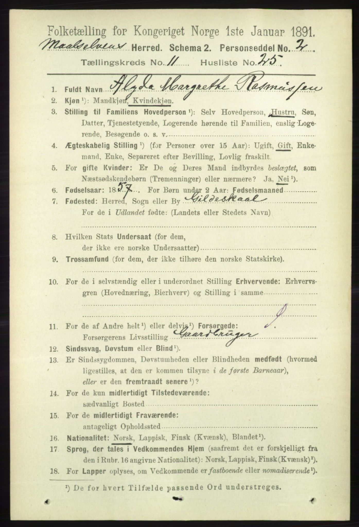 RA, 1891 census for 1924 Målselv, 1891, p. 3431
