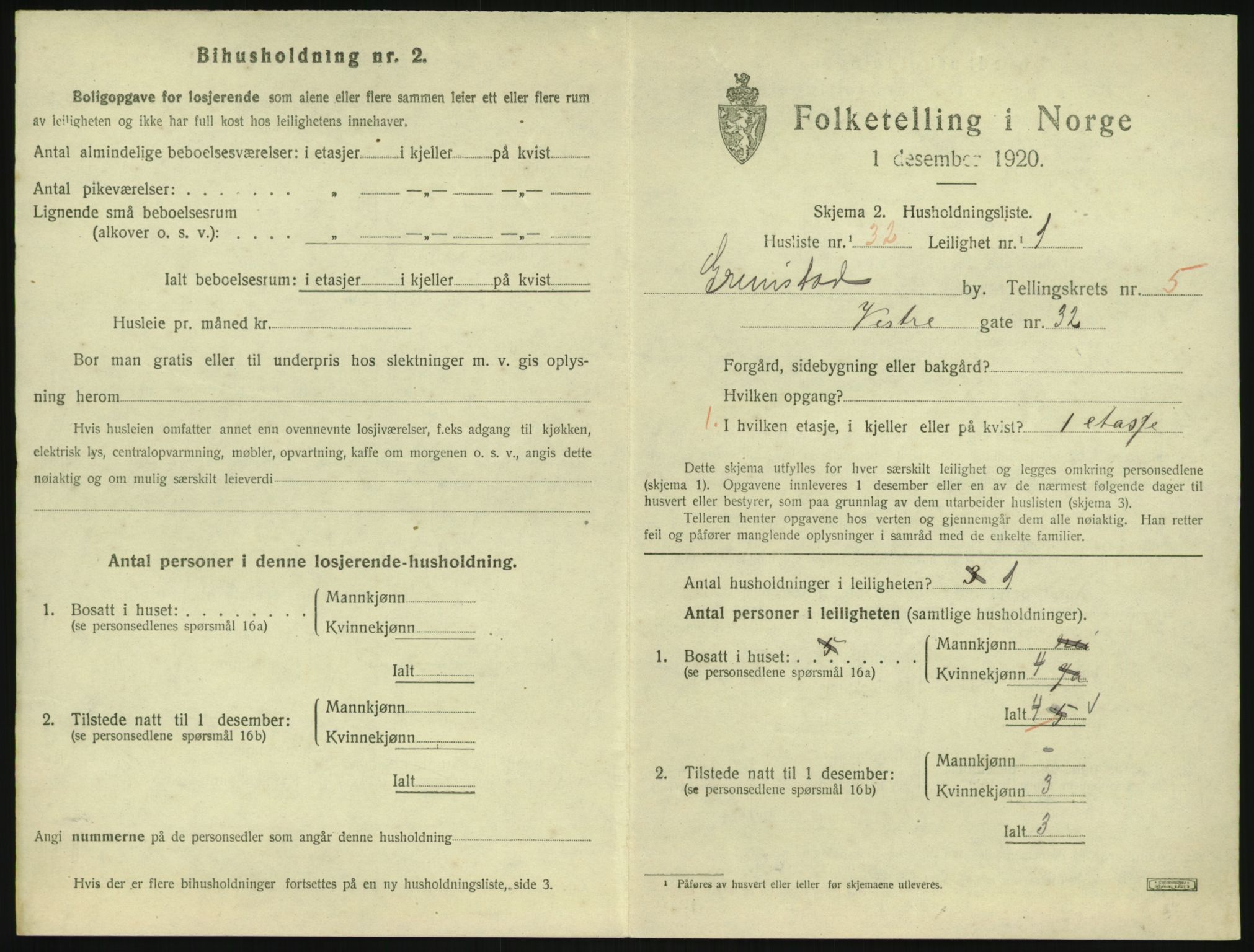 SAK, 1920 census for Grimstad, 1920, p. 2163