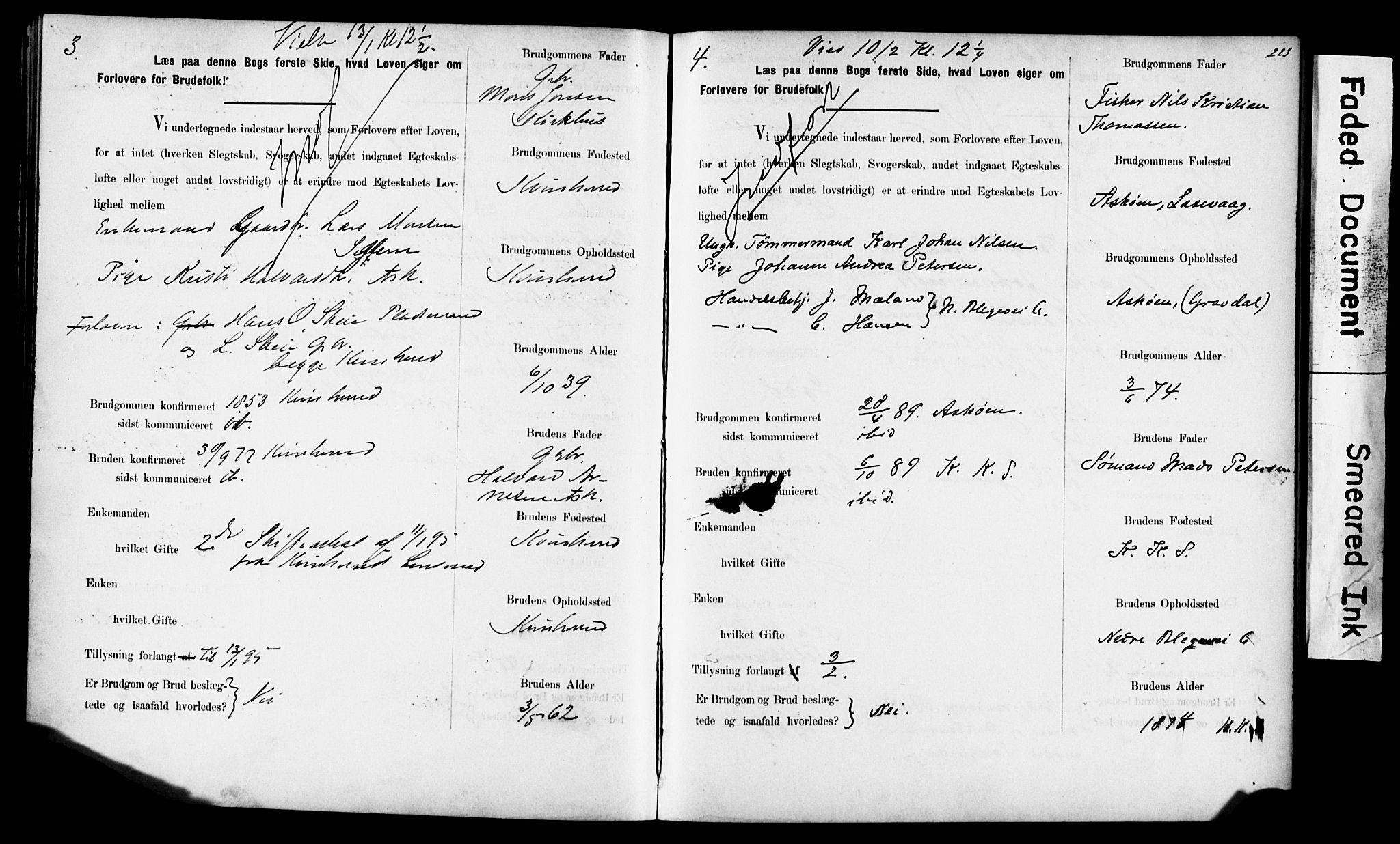 Korskirken sokneprestembete, AV/SAB-A-76101: Best man's statements no. II.5.6, 1889-1898, p. 223