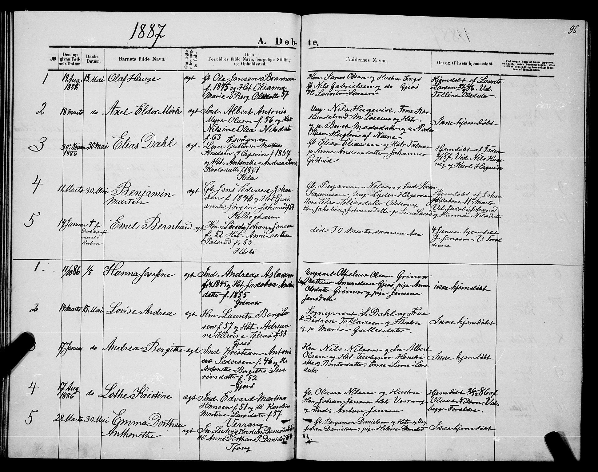 Ministerialprotokoller, klokkerbøker og fødselsregistre - Nordland, SAT/A-1459/841/L0620: Parish register (copy) no. 841C04, 1877-1896, p. 96