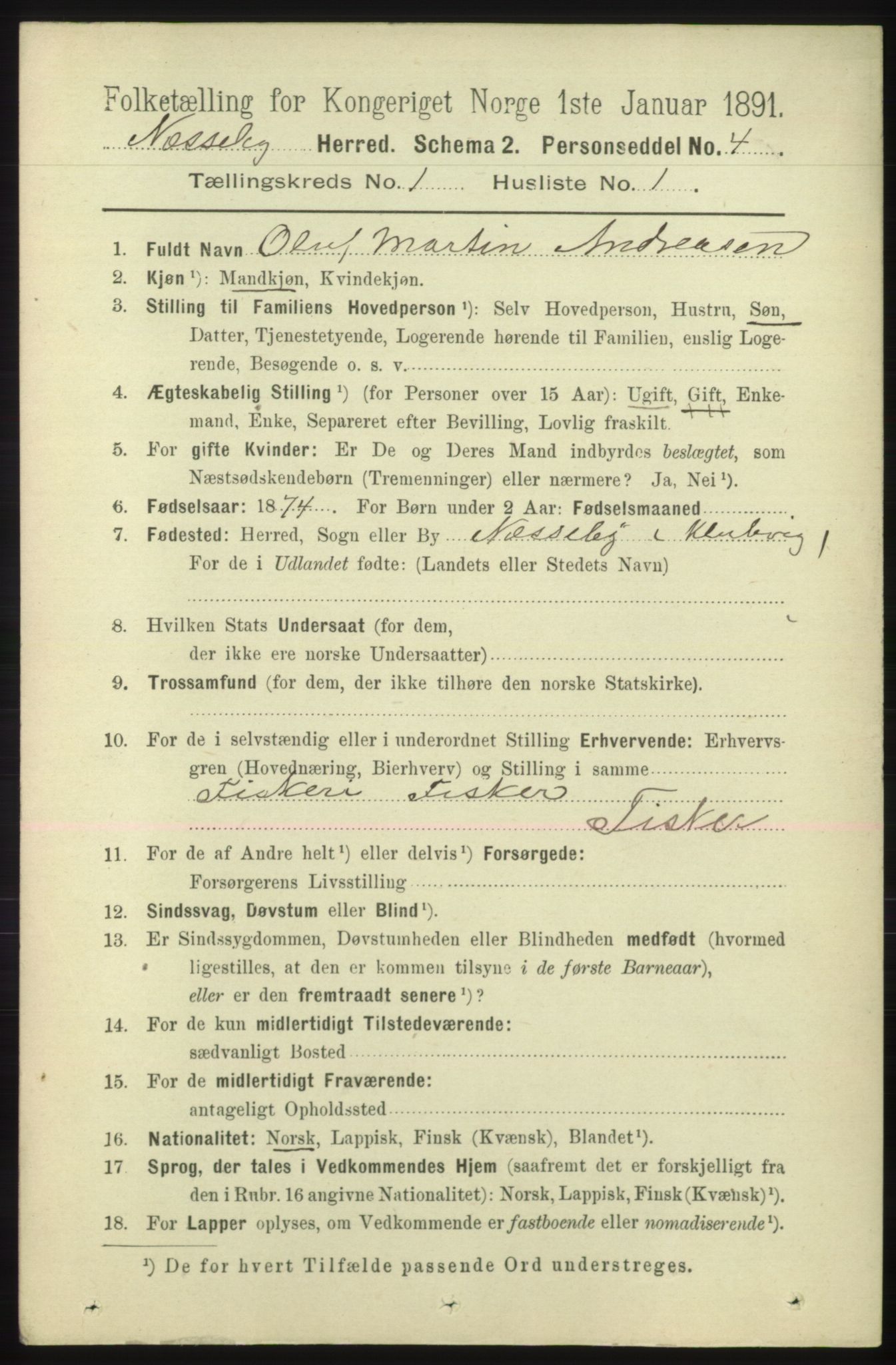 RA, 1891 census for 2027 Nesseby, 1891, p. 108