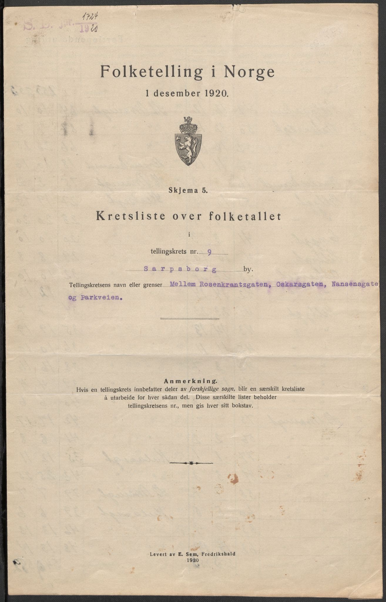 SAO, 1920 census for Sarpsborg, 1920, p. 28