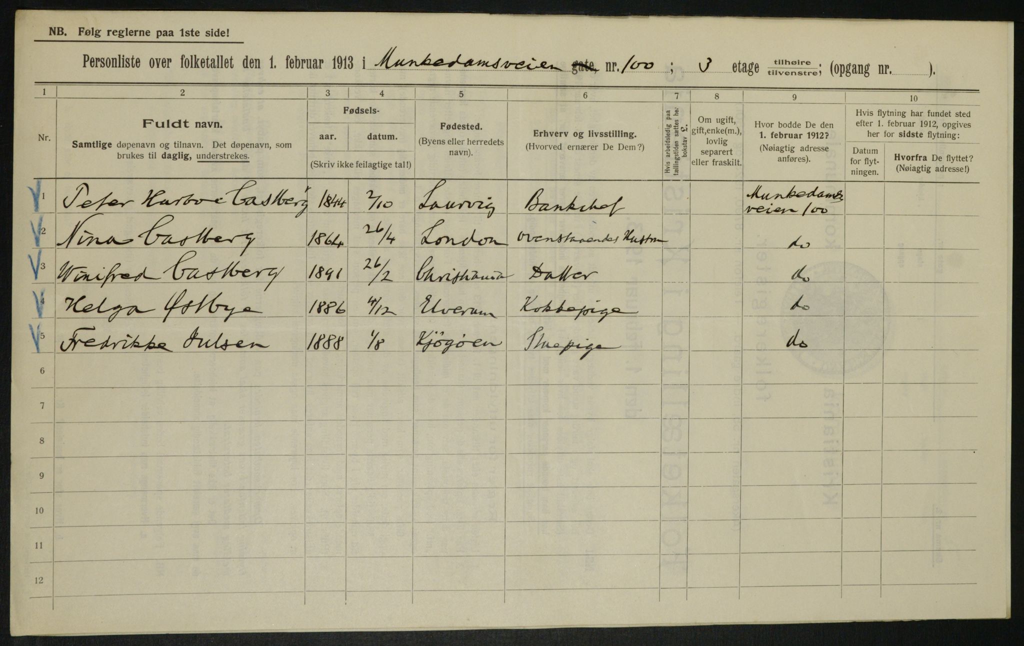 OBA, Municipal Census 1913 for Kristiania, 1913, p. 67880