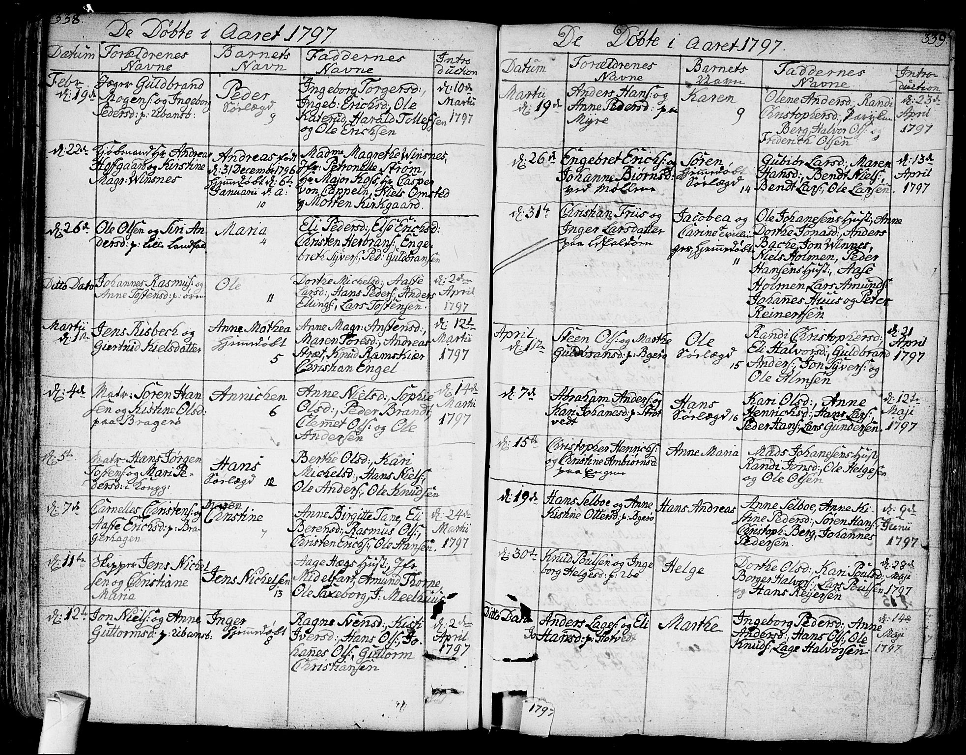 Bragernes kirkebøker, AV/SAKO-A-6/F/Fa/L0006a: Parish register (official) no. I 6, 1782-1814, p. 338-339