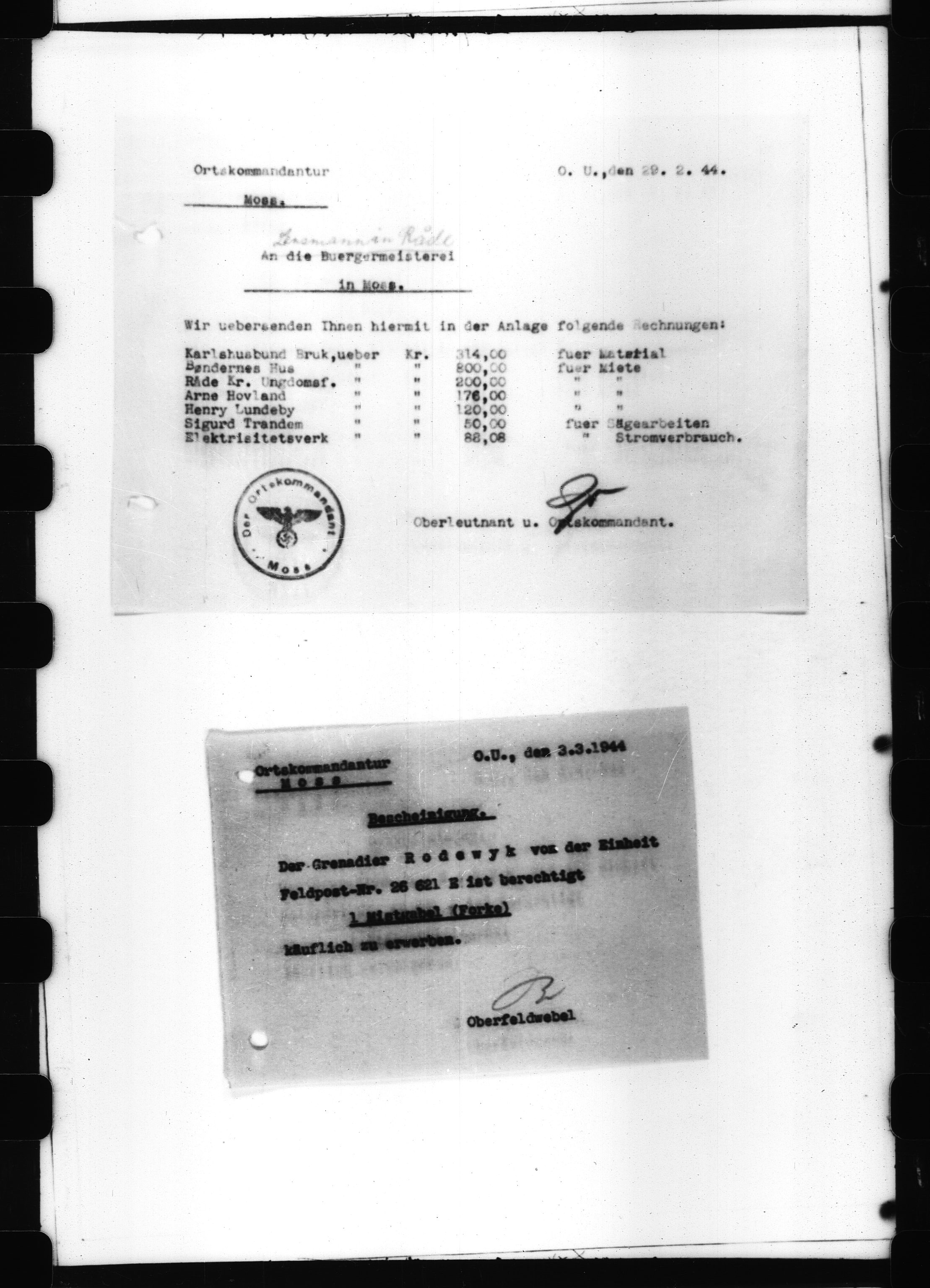 Documents Section, RA/RAFA-2200/V/L0065: Film med LMDC Serial Number., 1940-1945, p. 497