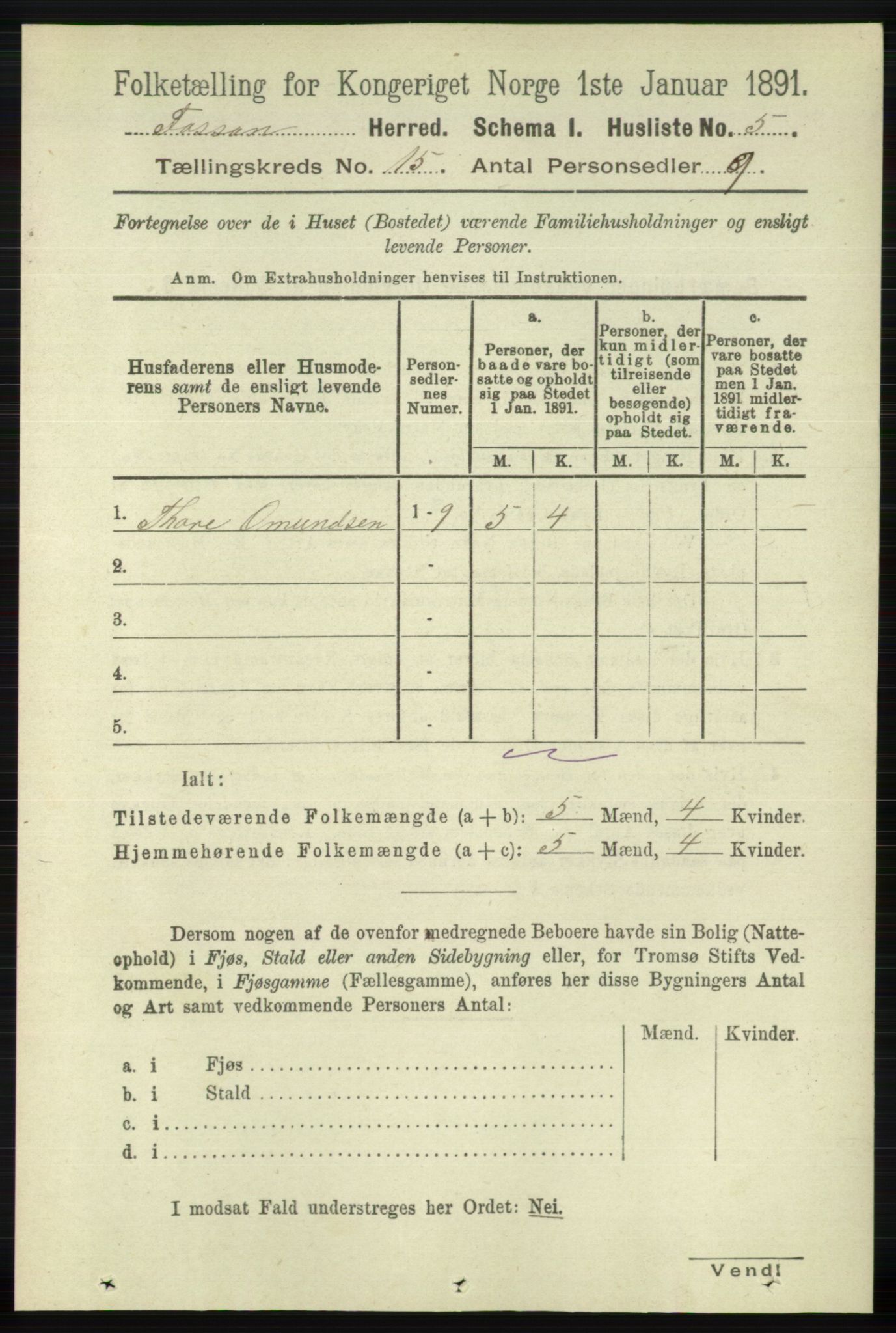 RA, 1891 census for 1129 Forsand, 1891, p. 2376