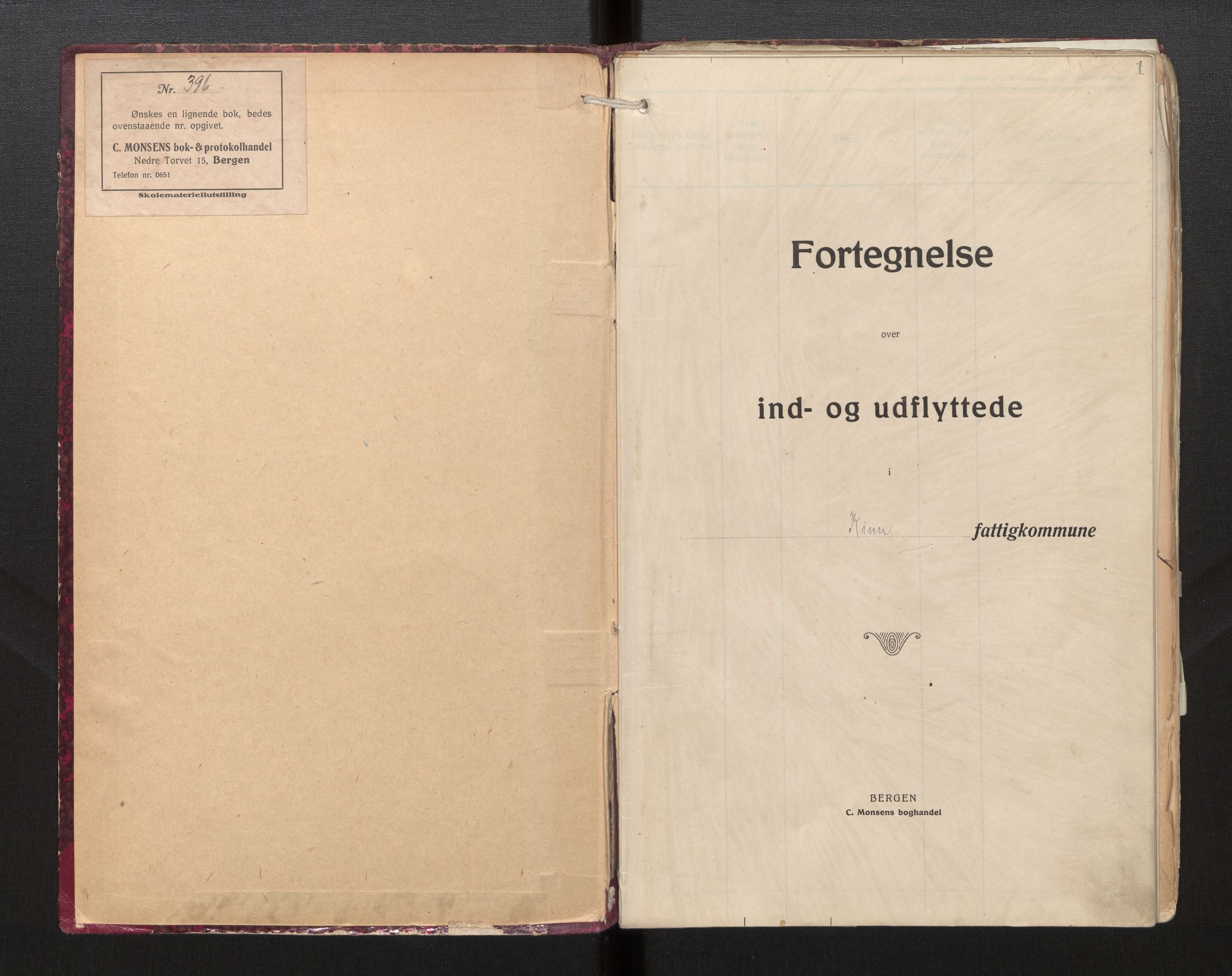 Lensmannen i Kinn, AV/SAB-A-28801/0020/L0004: Protokoll over inn- og utflytte, 1904-1926