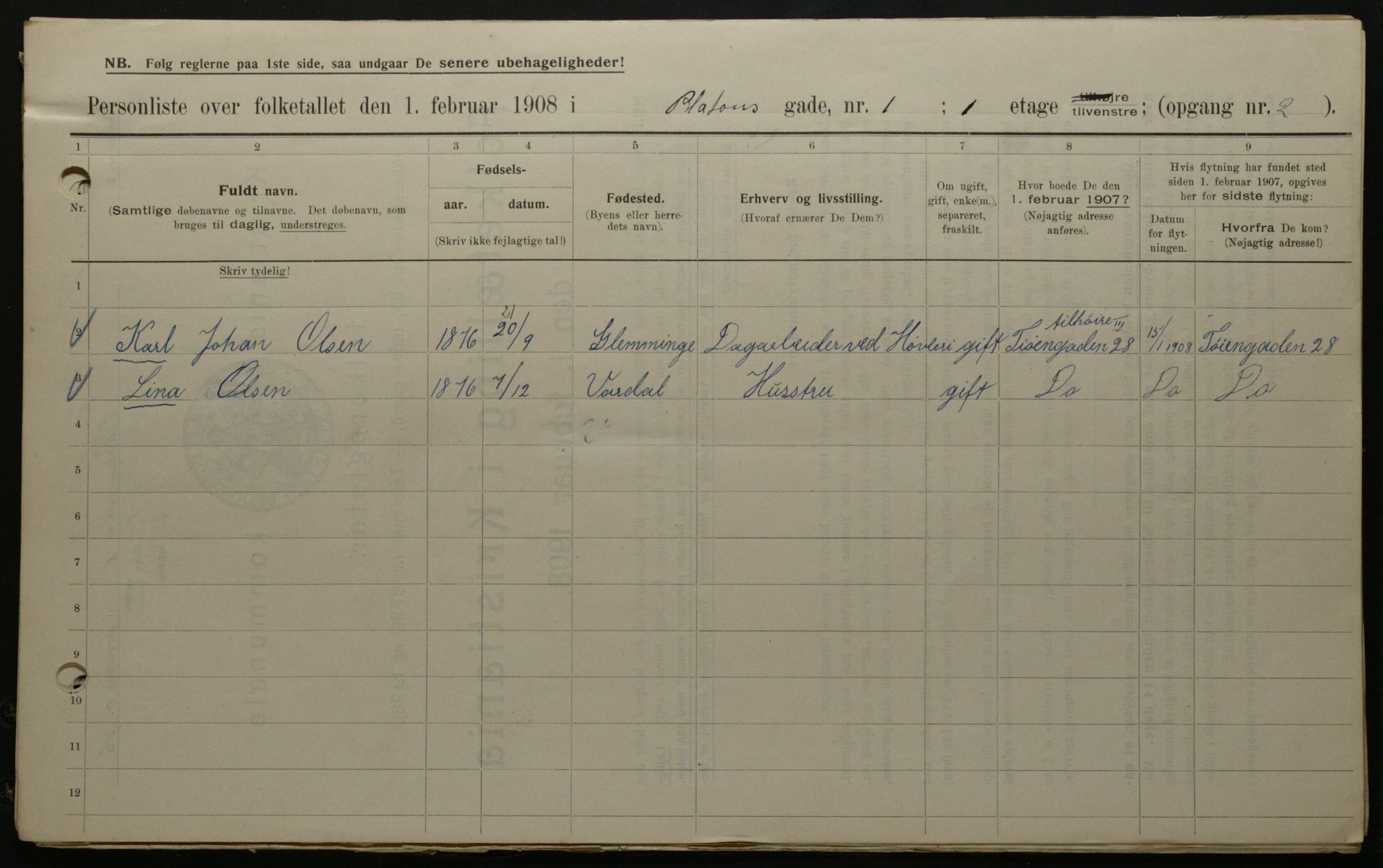 OBA, Municipal Census 1908 for Kristiania, 1908, p. 71961