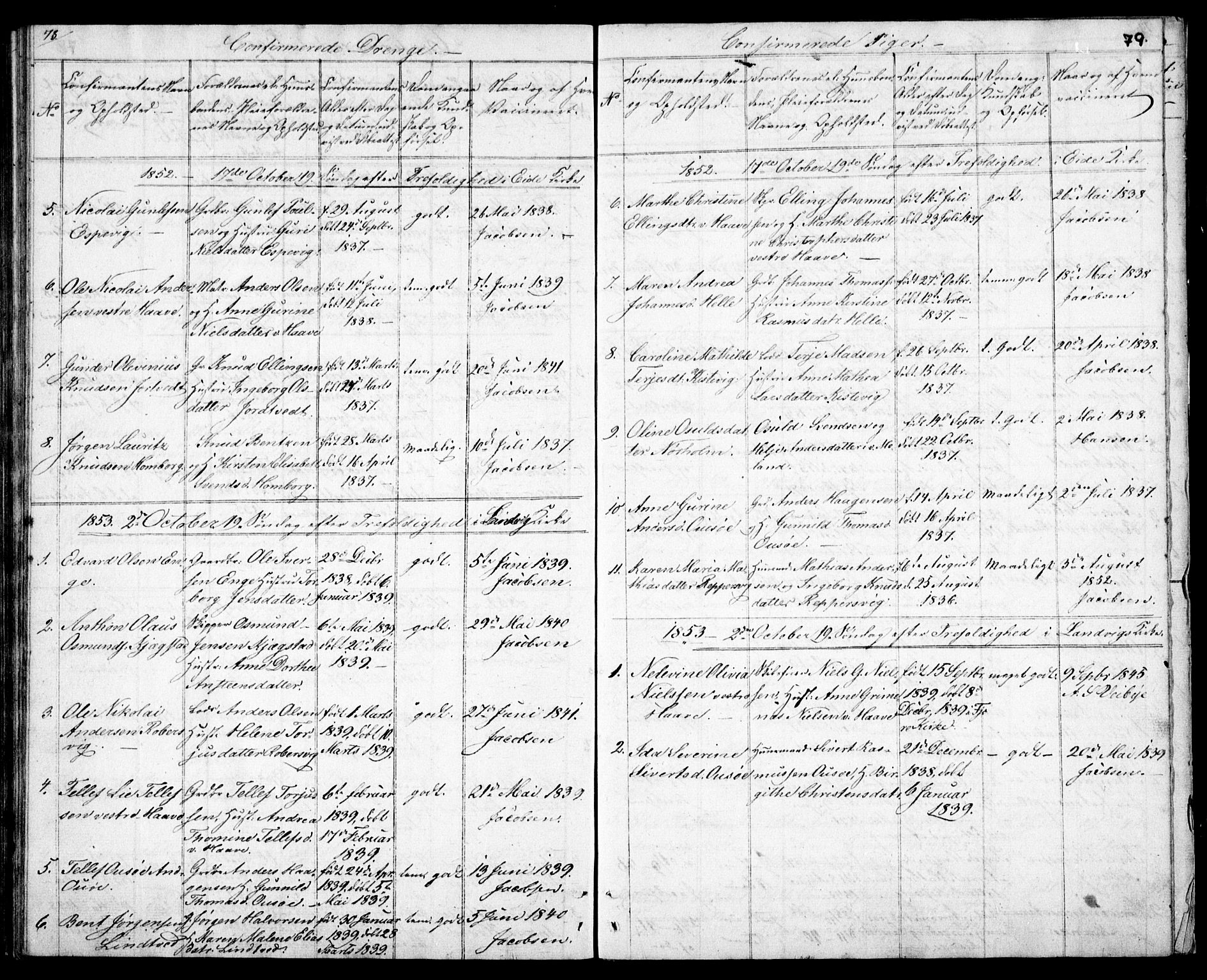 Hommedal sokneprestkontor, AV/SAK-1111-0023/F/Fb/Fba/L0002: Parish register (copy) no. B 2, 1841-1863, p. 79