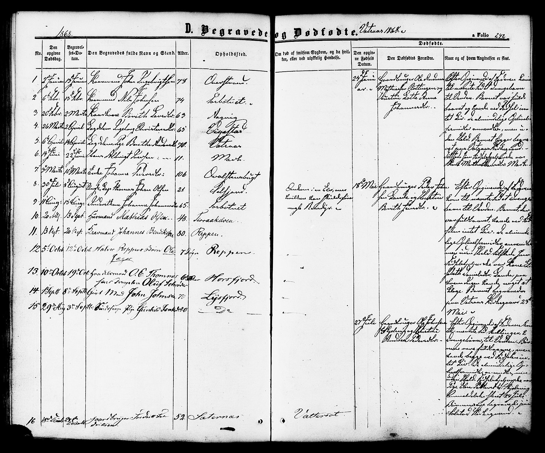 Ministerialprotokoller, klokkerbøker og fødselsregistre - Nordland, SAT/A-1459/810/L0146: Parish register (official) no. 810A08 /1, 1862-1874, p. 242