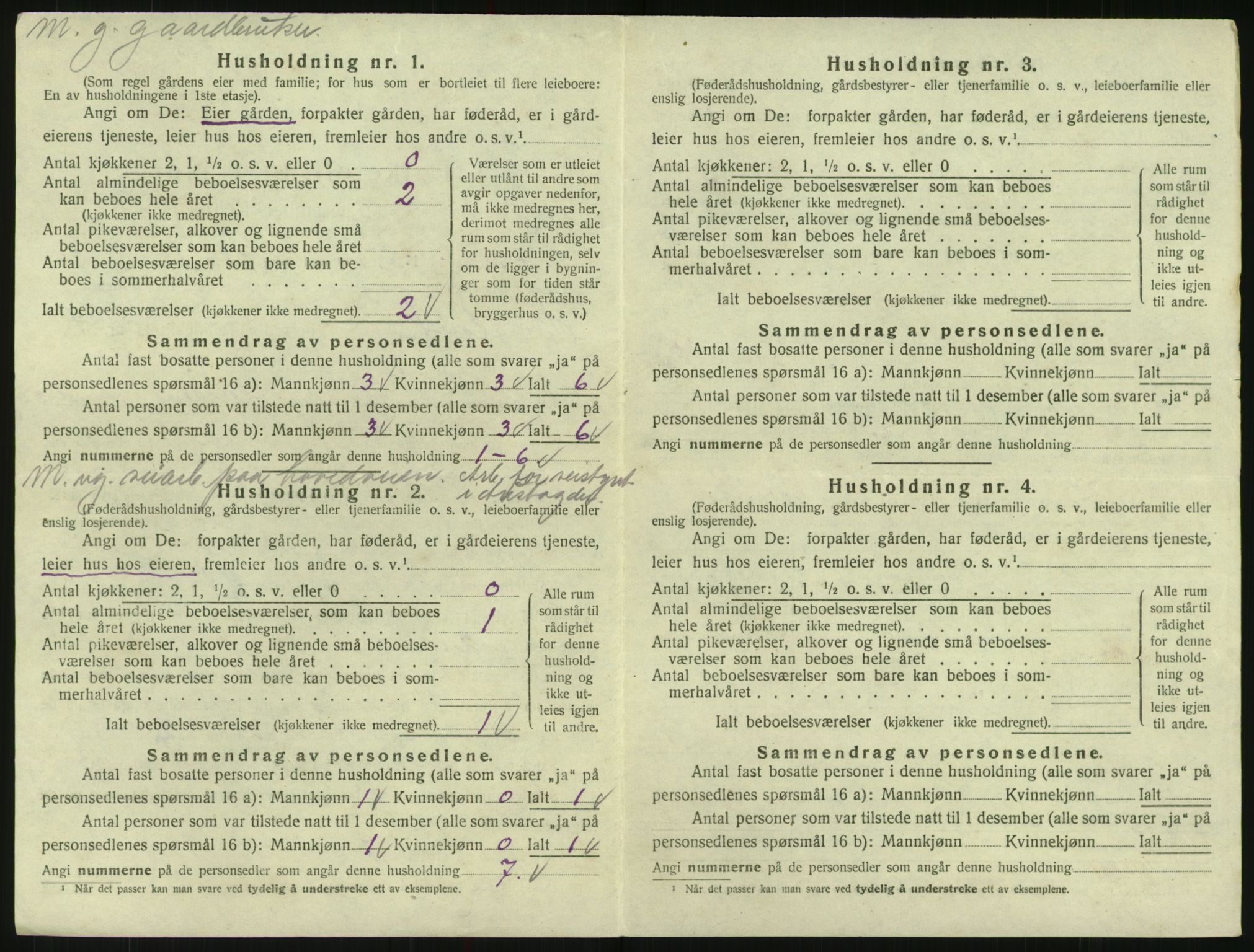 SAK, 1920 census for Bygland, 1920, p. 202