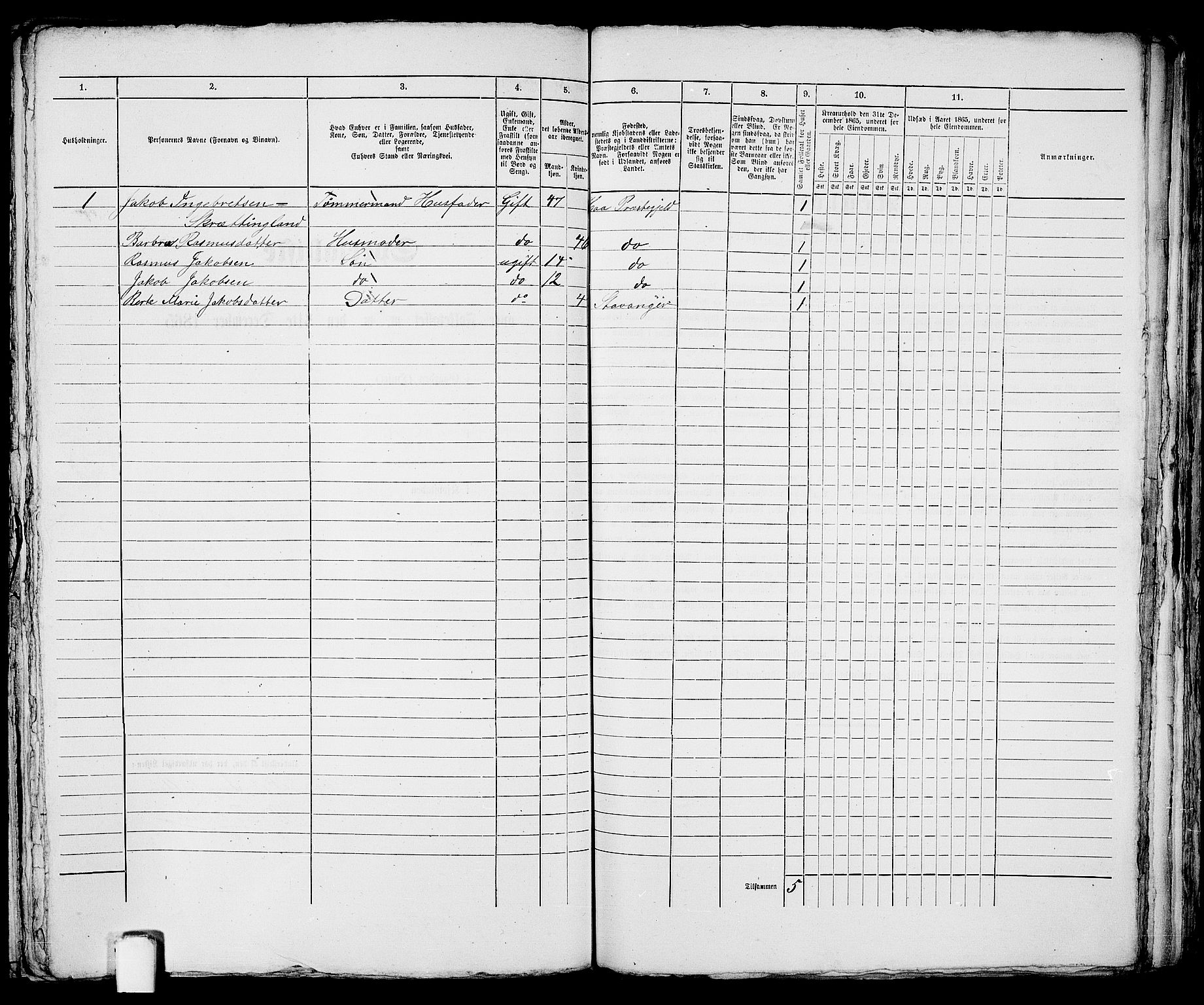 RA, 1865 census for Stavanger, 1865, p. 2451