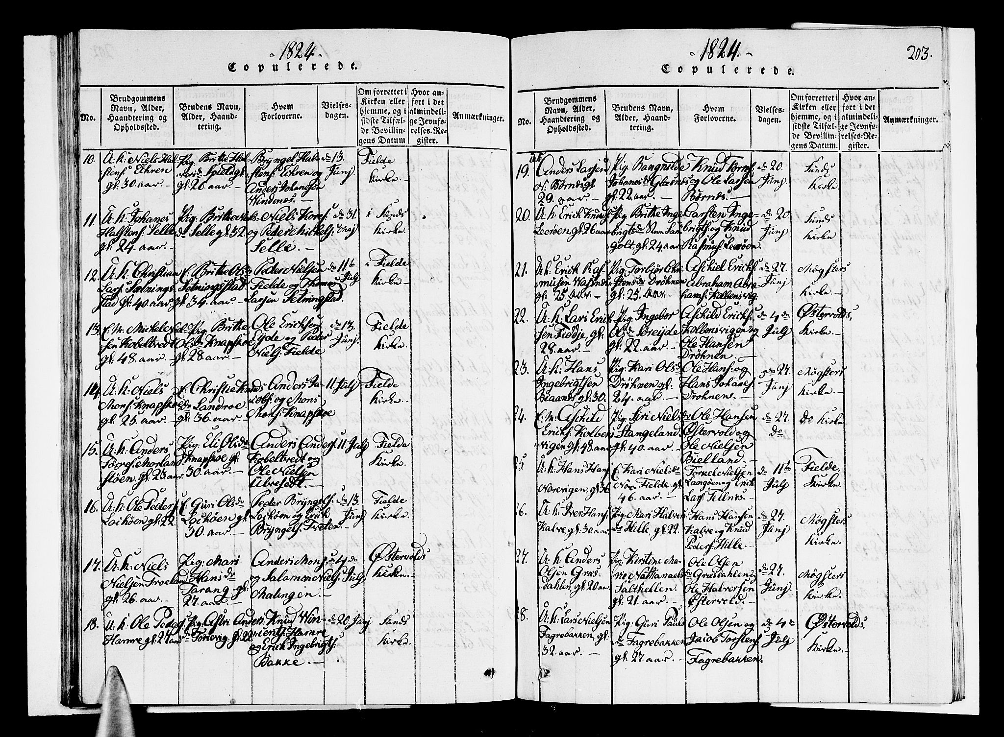 Sund sokneprestembete, AV/SAB-A-99930: Parish register (copy) no. A 1, 1816-1827, p. 203