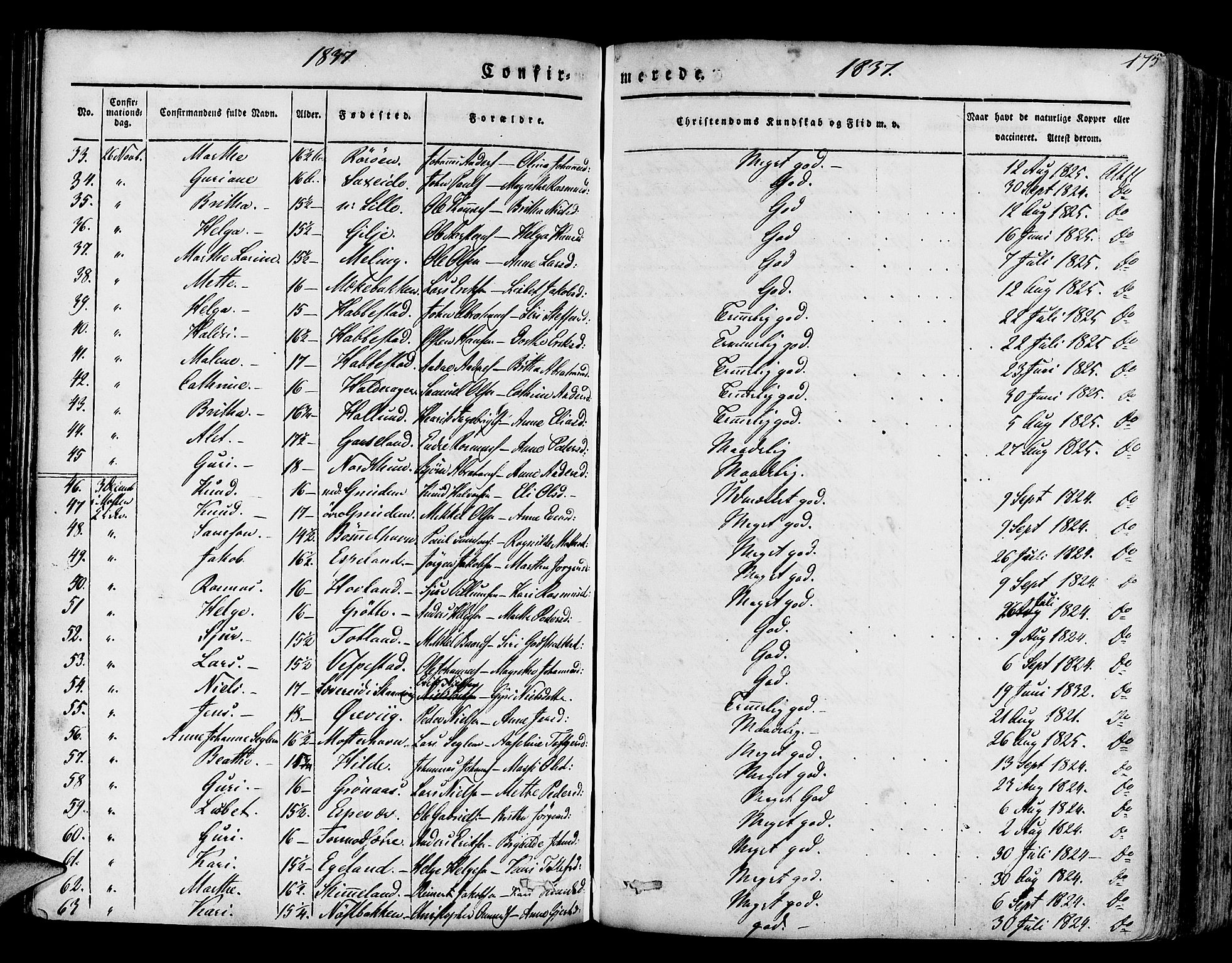 Finnås sokneprestembete, AV/SAB-A-99925/H/Ha/Haa/Haaa/L0006: Parish register (official) no. A 6, 1836-1850, p. 175