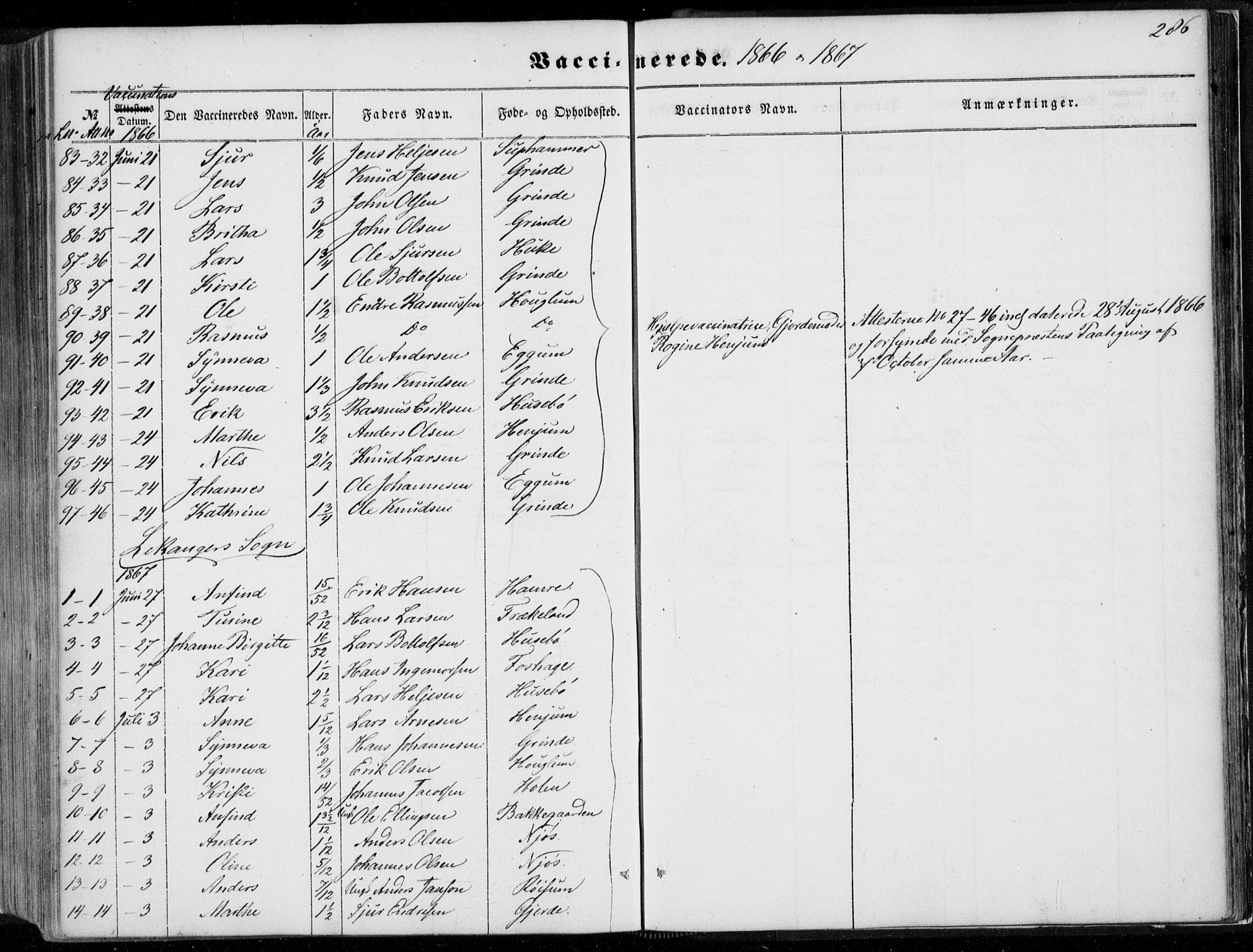 Leikanger sokneprestembete, AV/SAB-A-81001/H/Haa/Haaa/L0008: Parish register (official) no. A 8, 1852-1868, p. 286