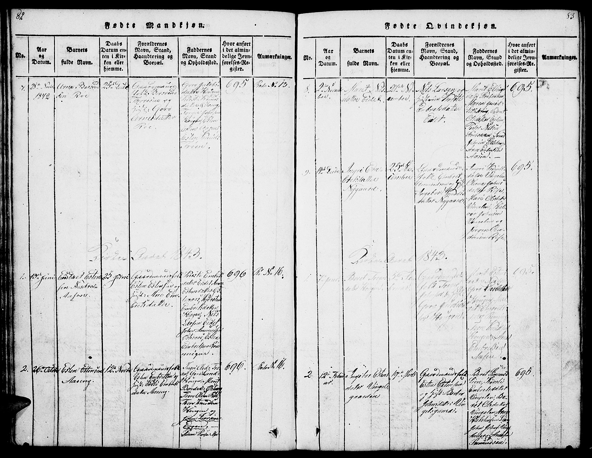 Tolga prestekontor, SAH/PREST-062/L/L0003: Parish register (copy) no. 3, 1815-1862, p. 82-83