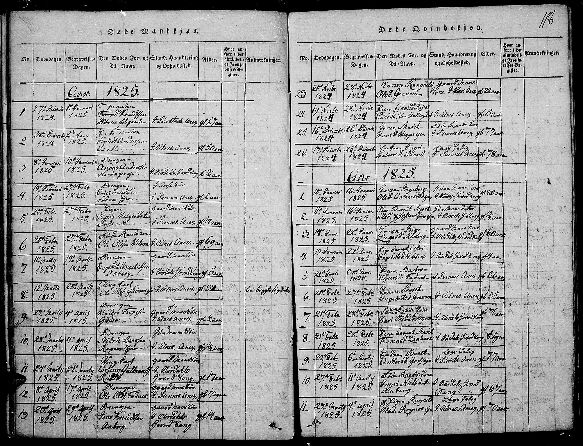 Nord-Aurdal prestekontor, AV/SAH-PREST-132/H/Ha/Haa/L0002: Parish register (official) no. 2, 1816-1828, p. 118