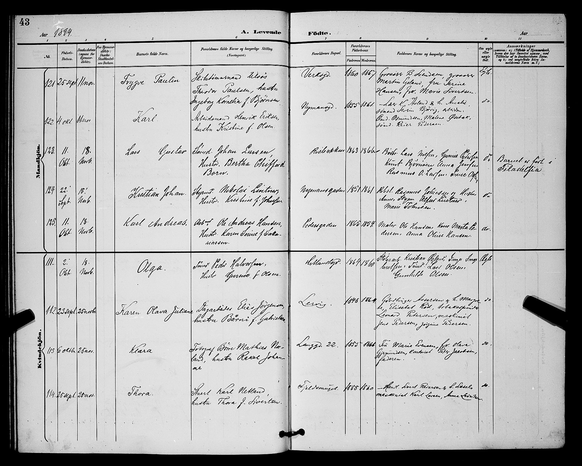 St. Johannes sokneprestkontor, AV/SAST-A-101814/001/30/30BB/L0003: Parish register (copy) no. B 3, 1893-1900, p. 43