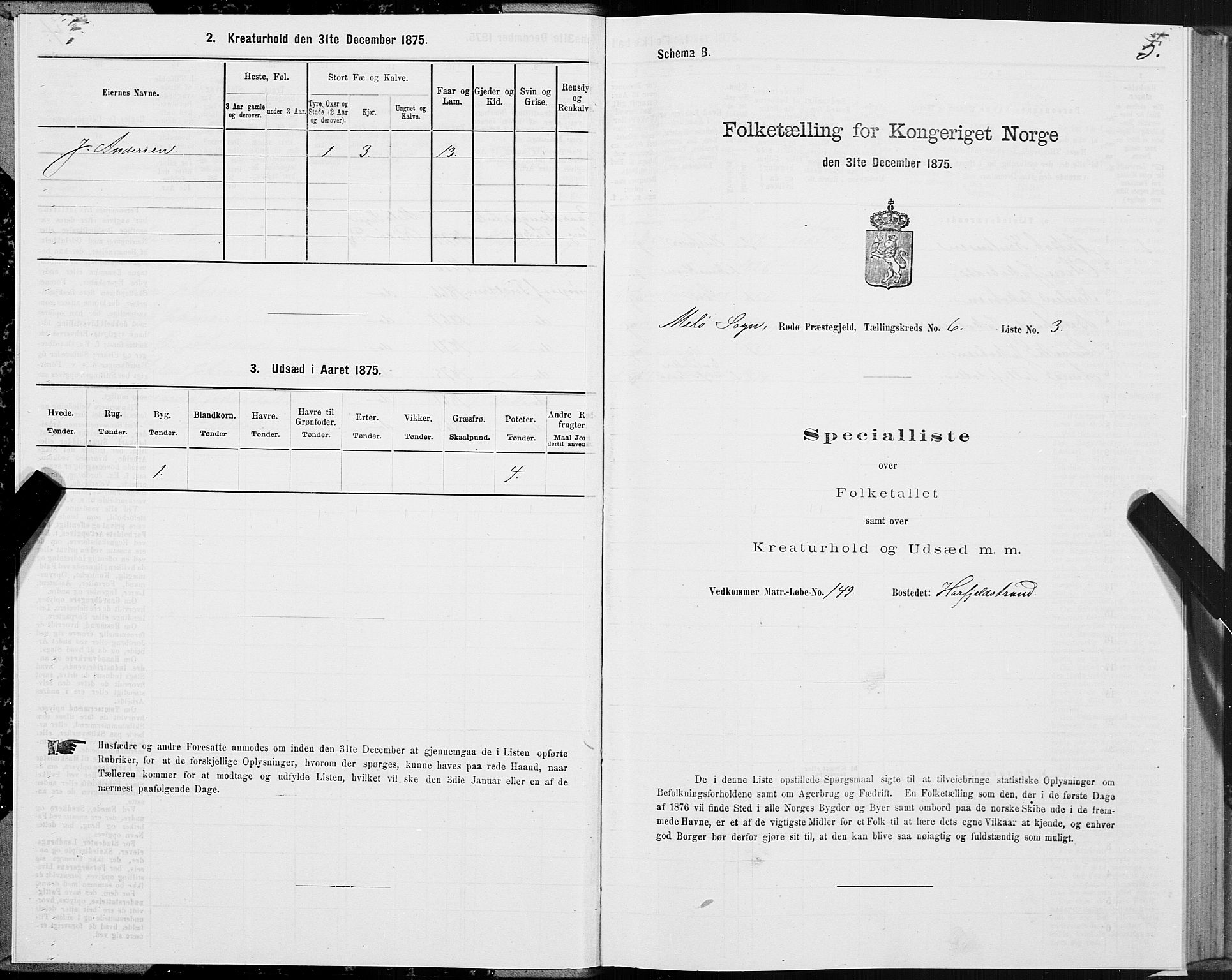 SAT, 1875 census for 1836P Rødøy, 1875, p. 3005