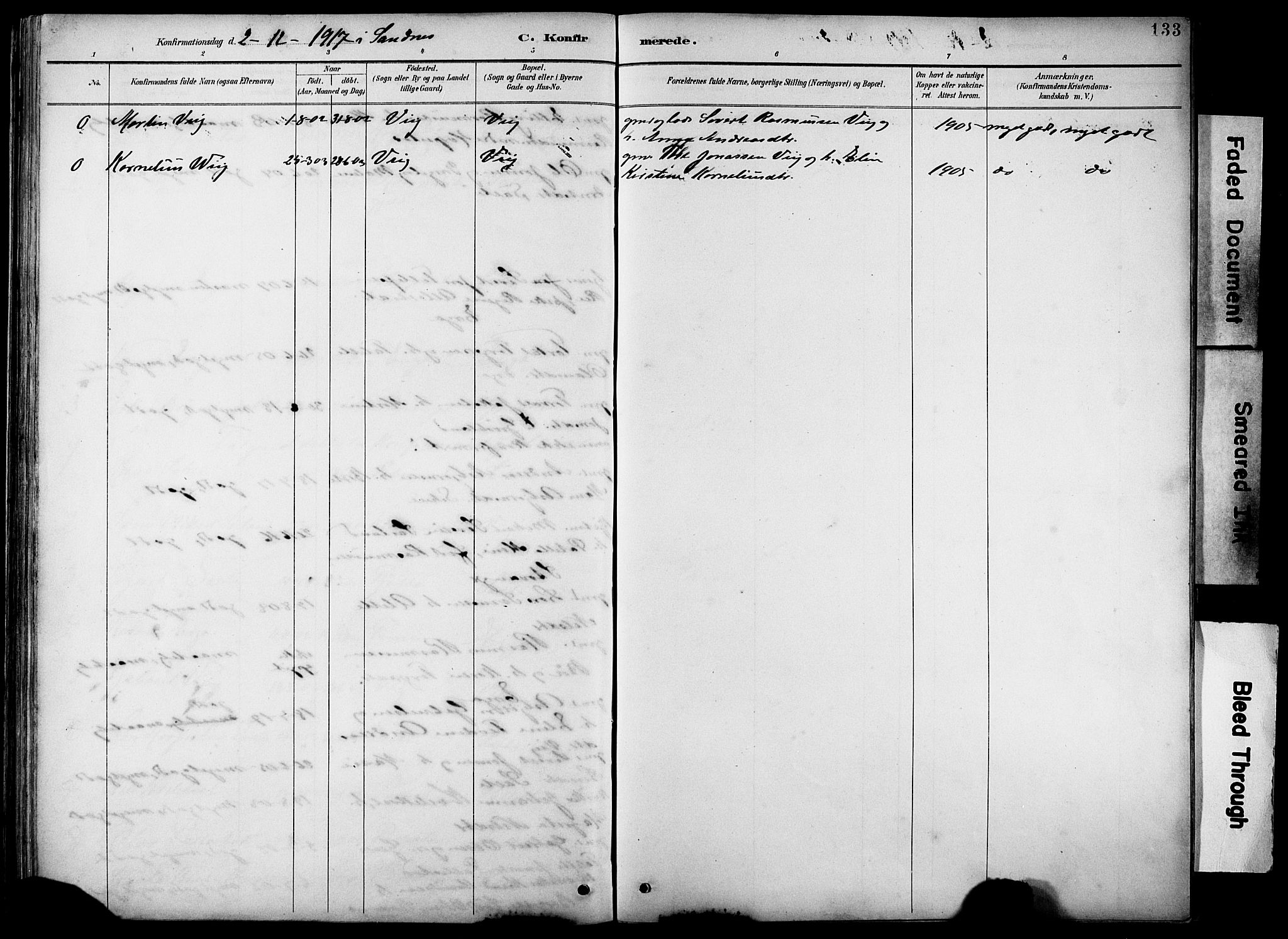 Klepp sokneprestkontor, AV/SAST-A-101803/001/3/30BB/L0005: Parish register (copy) no. B 5, 1889-1918, p. 133