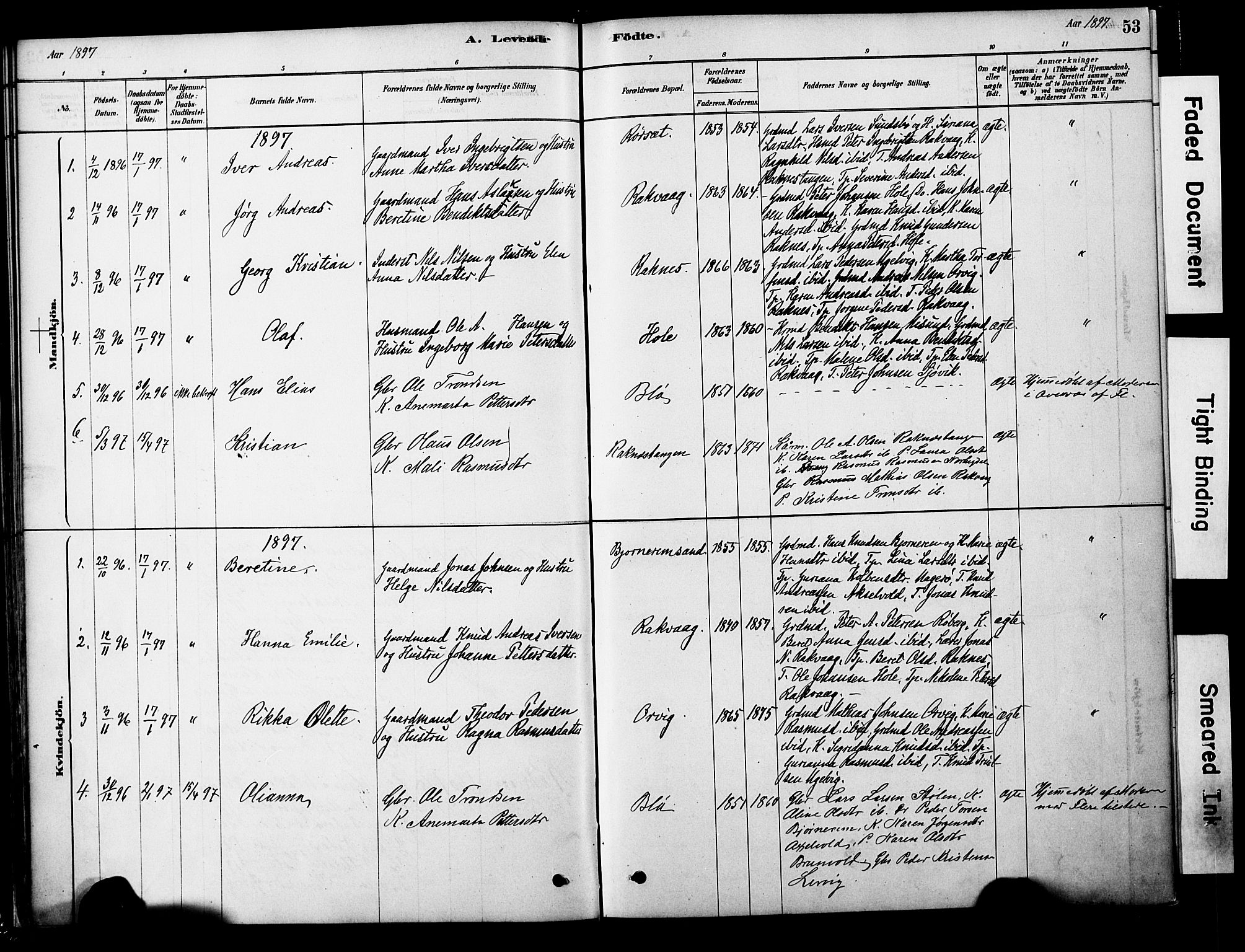 Ministerialprotokoller, klokkerbøker og fødselsregistre - Møre og Romsdal, AV/SAT-A-1454/563/L0736: Parish register (official) no. 563A01, 1878-1903, p. 53